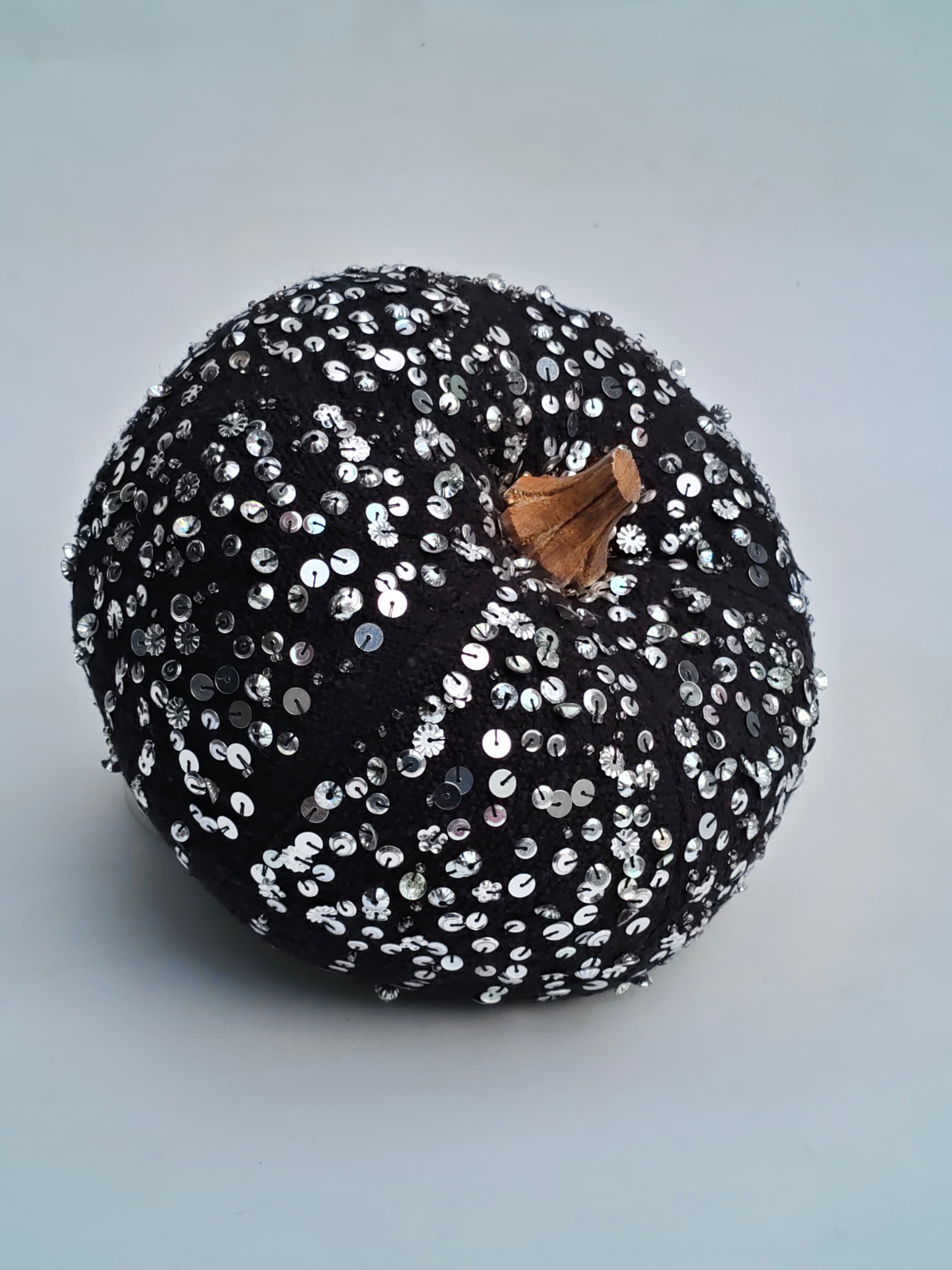 Black Sequin Pumpkin Décor – Sparkling Halloween Accent