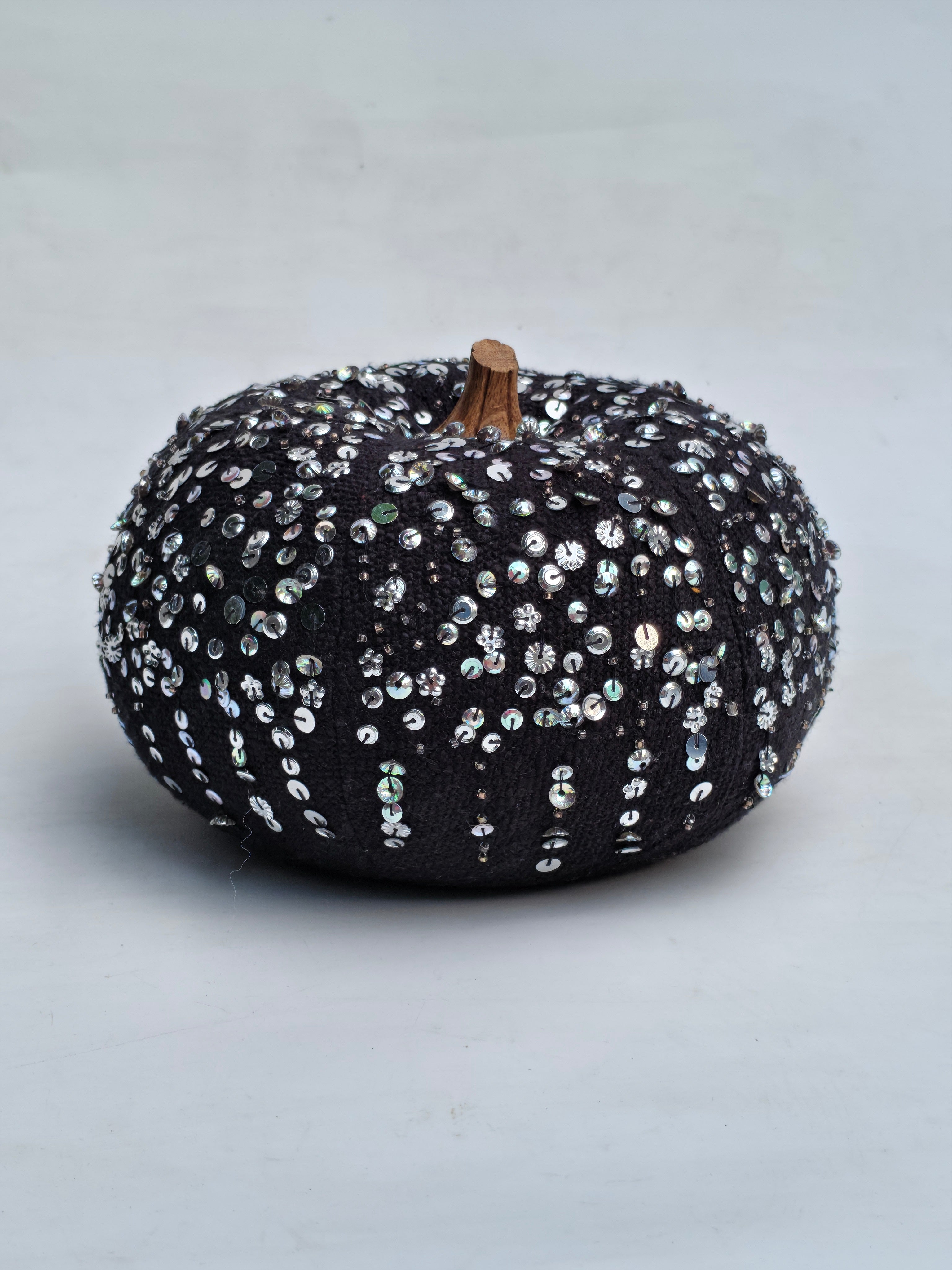 Black Sequin Pumpkin Décor – Sparkling Halloween Accent