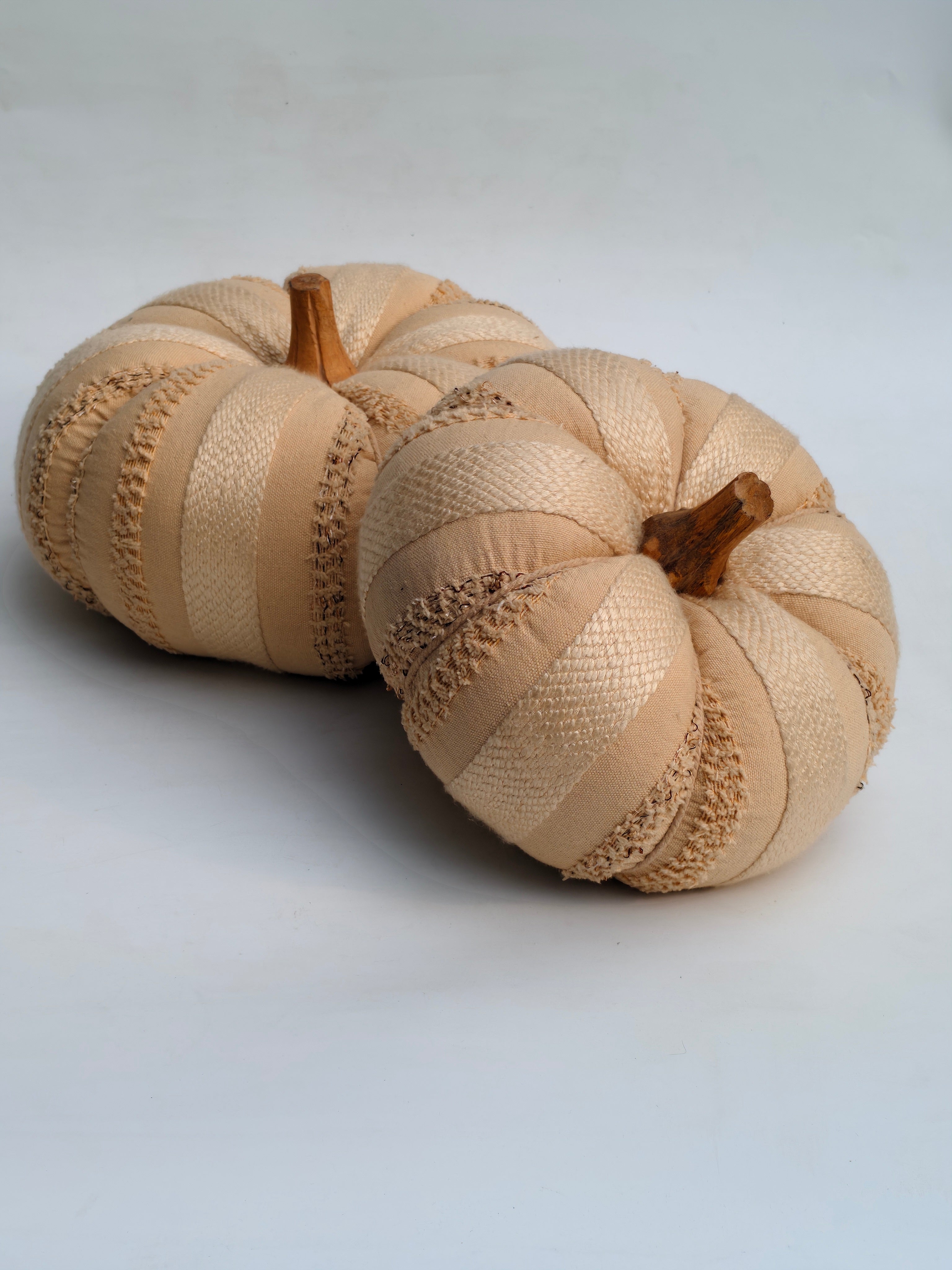 Handcrafted Fabric Pumpkin – Rustic Beige Home Décor