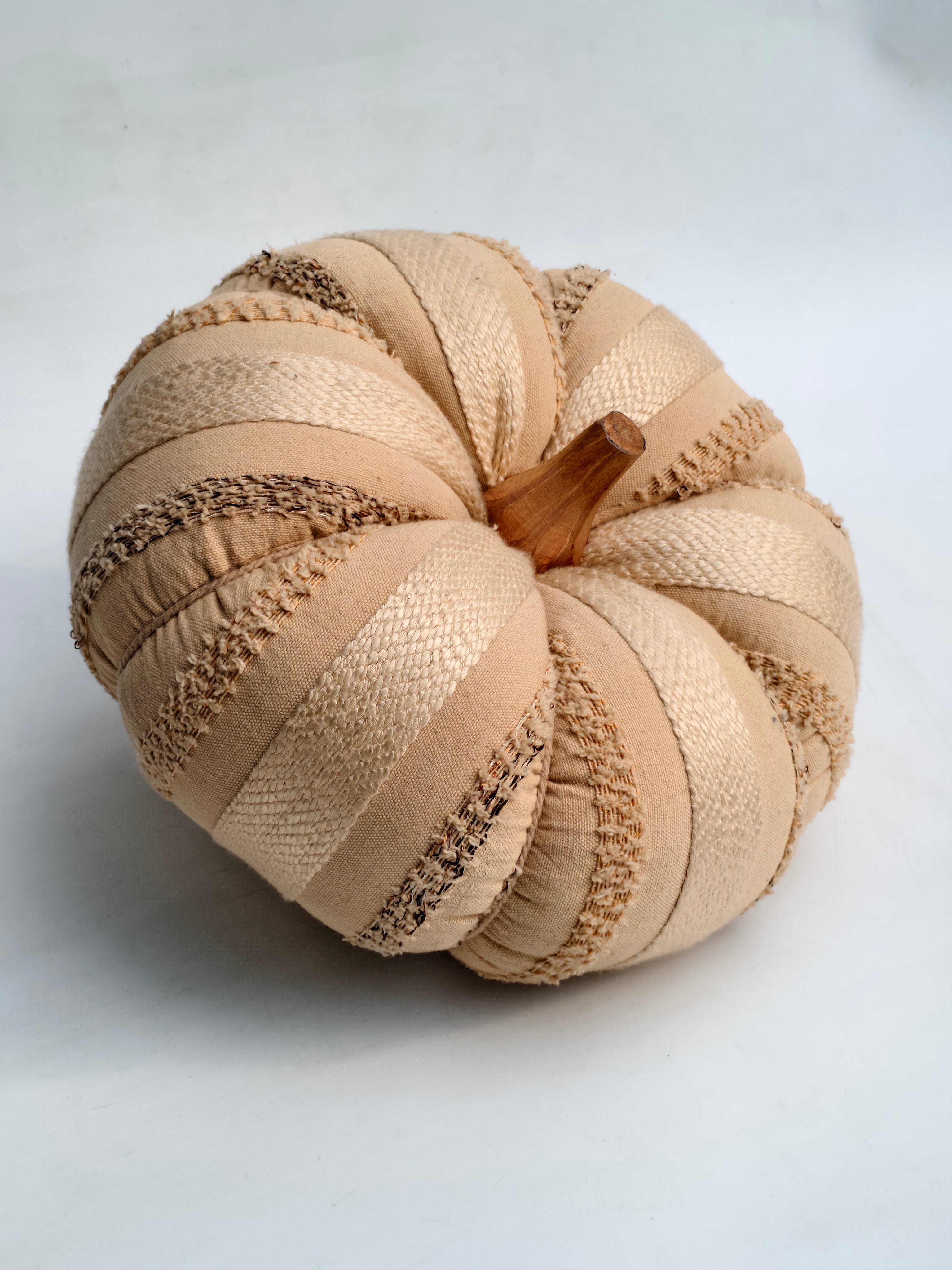 Handcrafted Fabric Pumpkin – Rustic Beige Home Décor