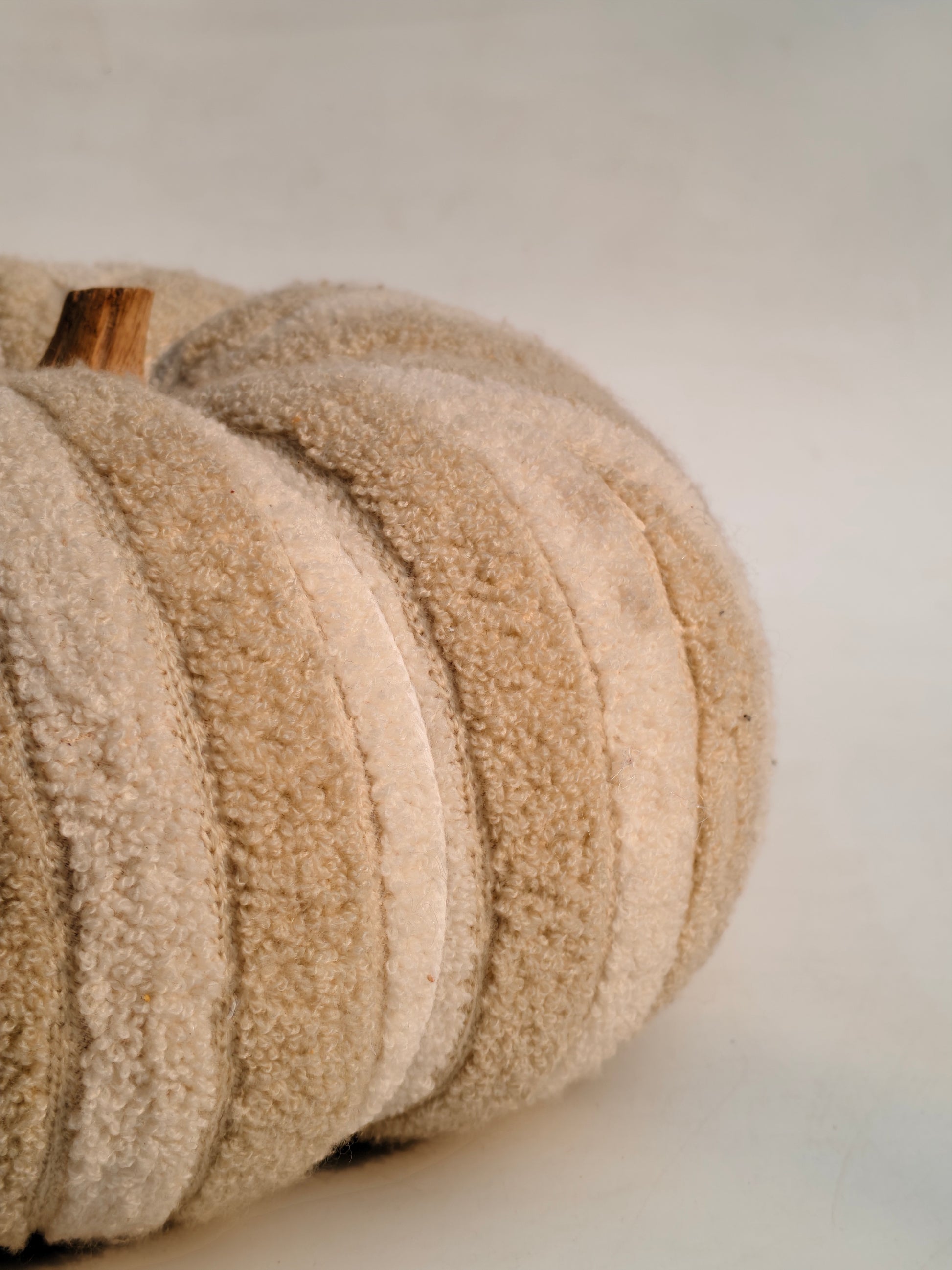 Cozy Textured Pumpkin Cushion – Beige & Cream