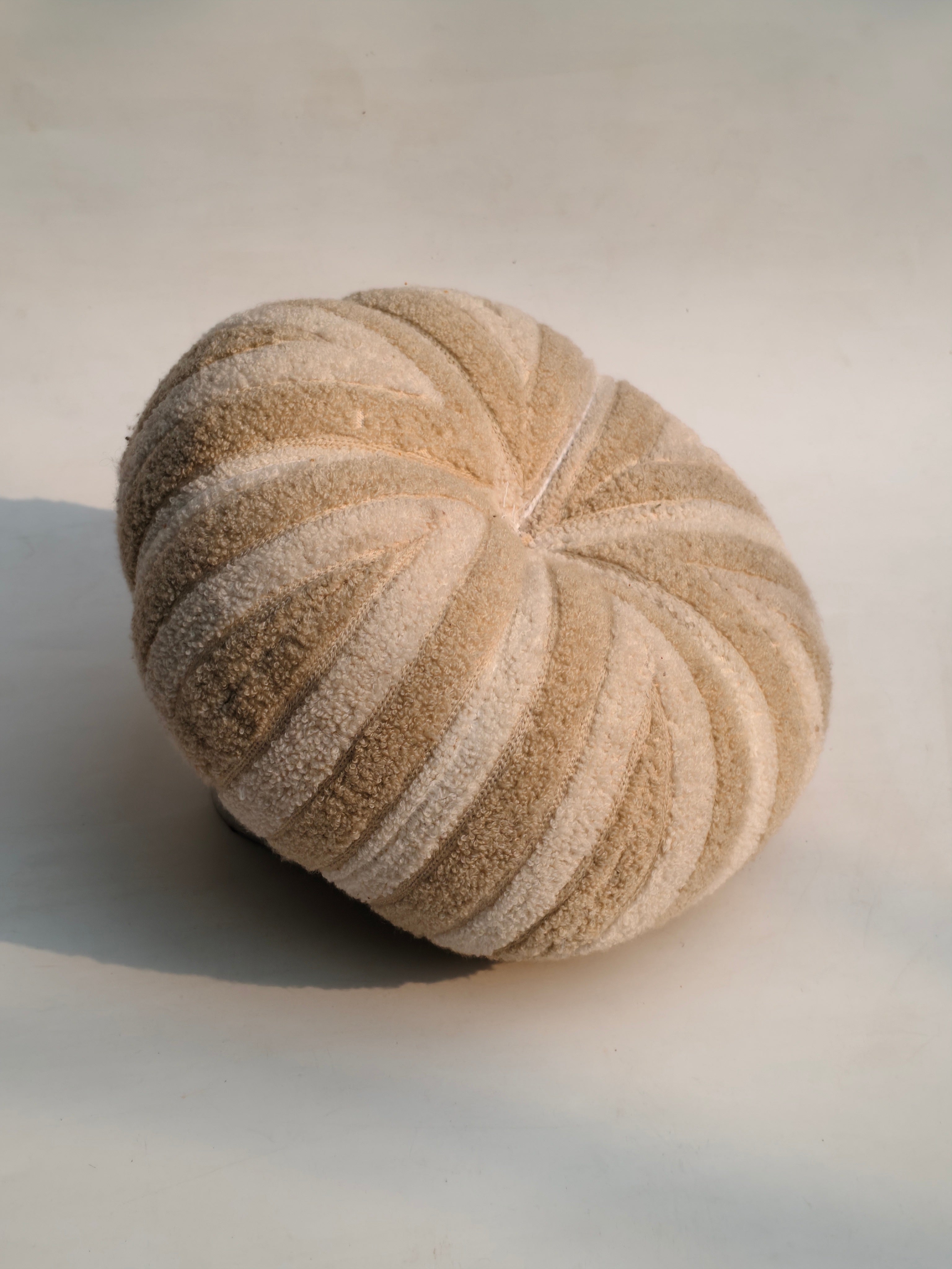 Cozy Textured Pumpkin Cushion – Beige & Cream
