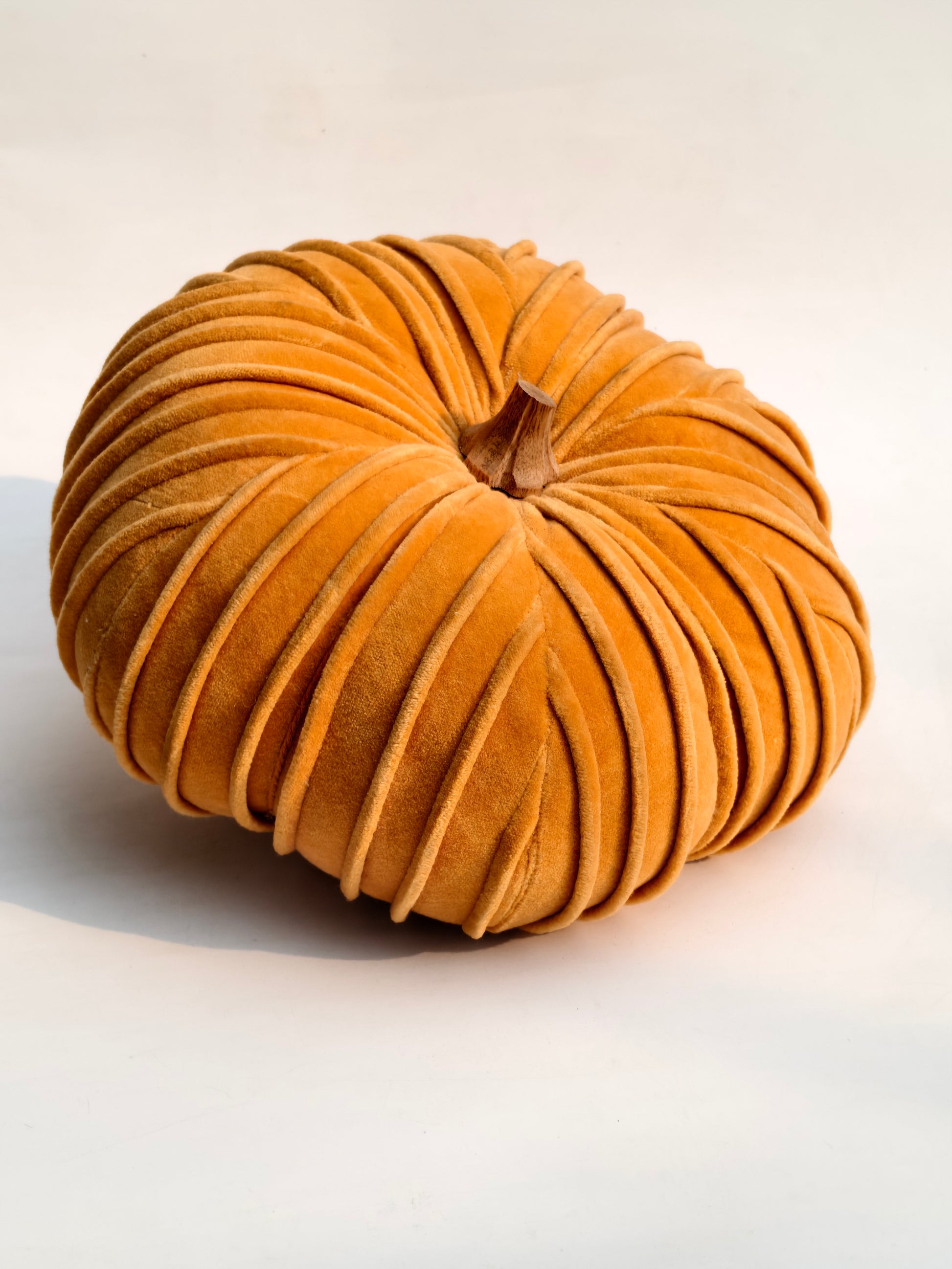 Velvet Pumpkin Décor – Mustard Orange