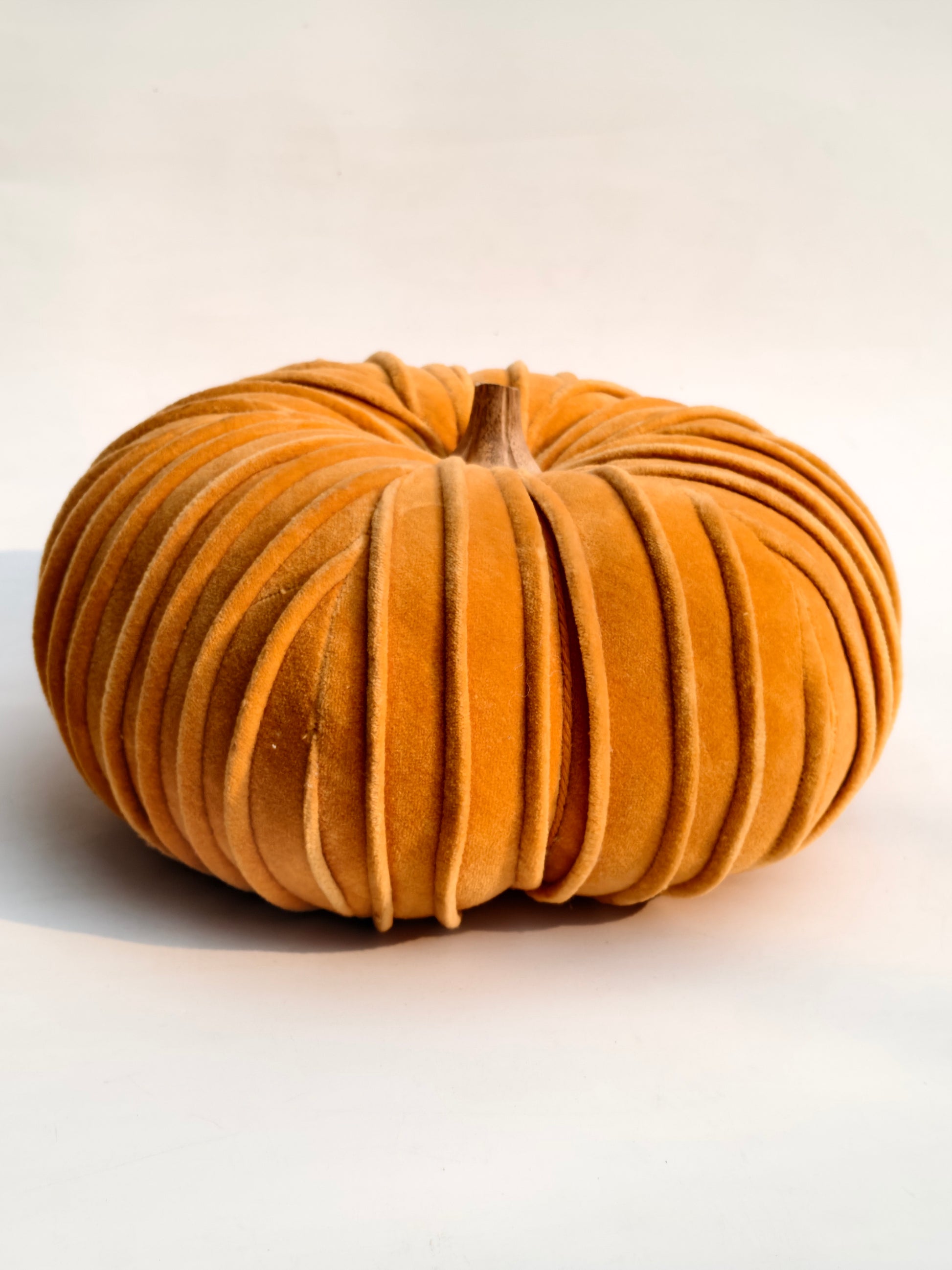 Velvet Pumpkin Décor – Mustard Orange