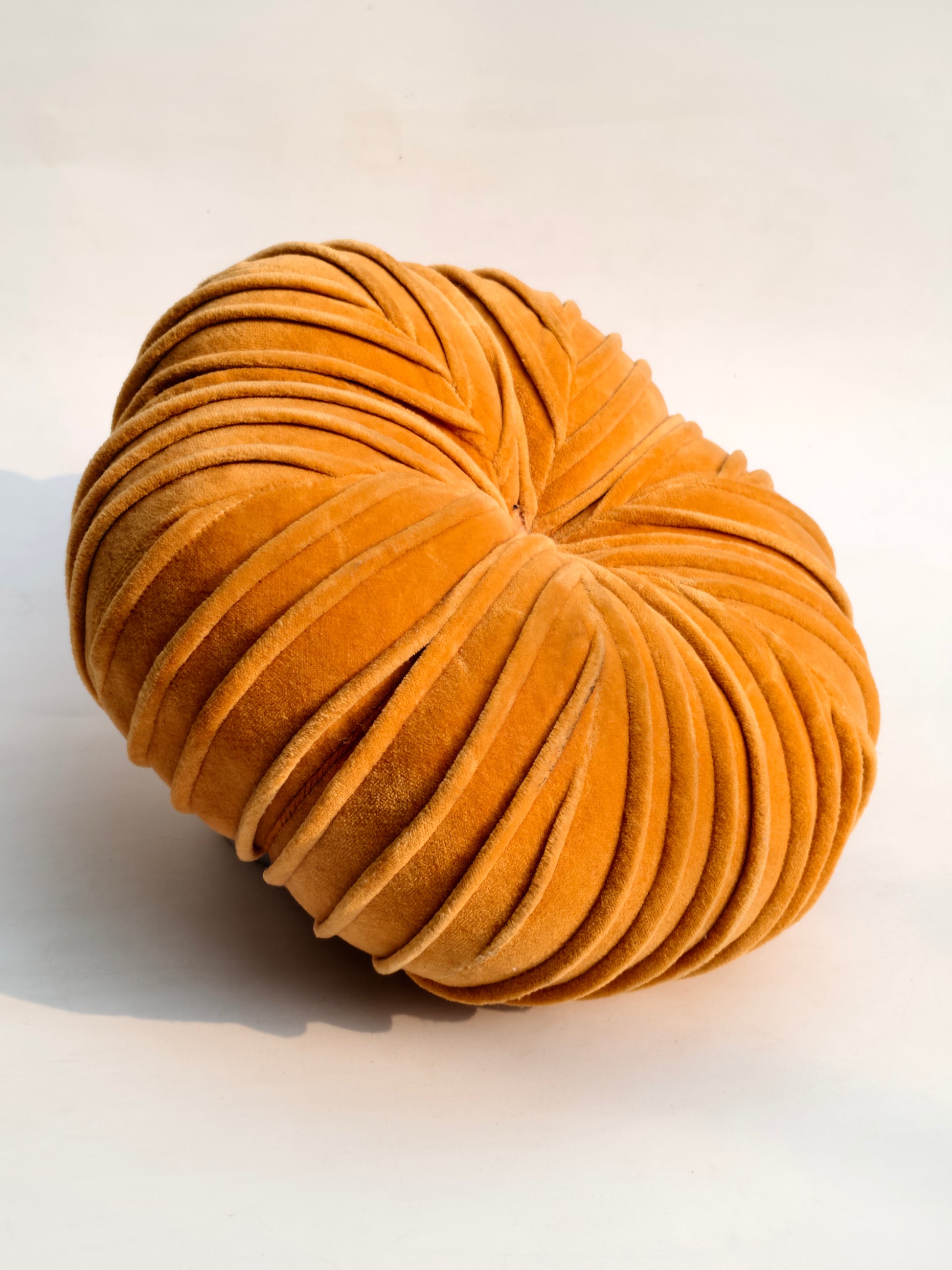 Velvet Pumpkin Décor – Mustard Orange