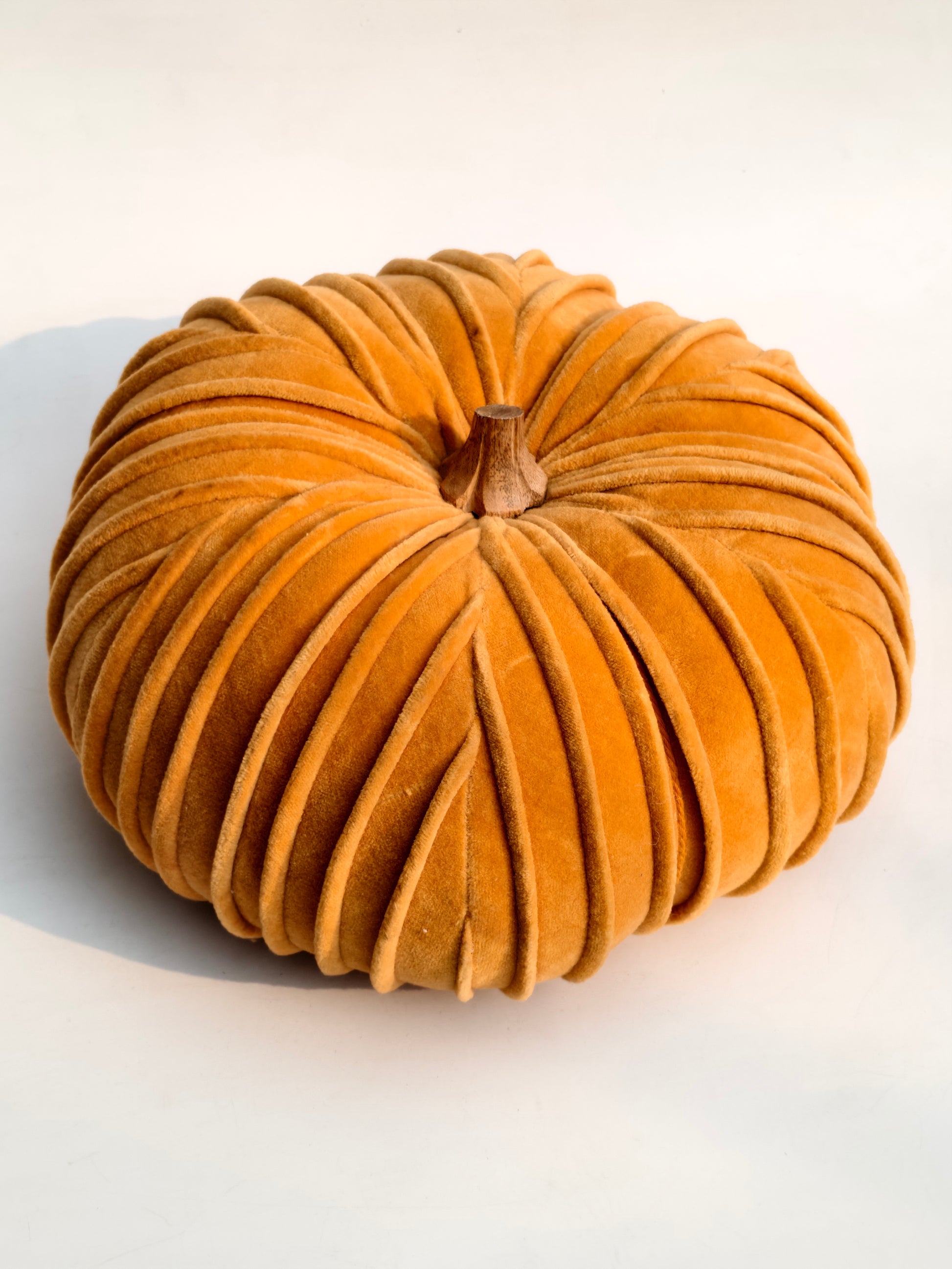 Velvet Pumpkin Décor – Mustard Orange