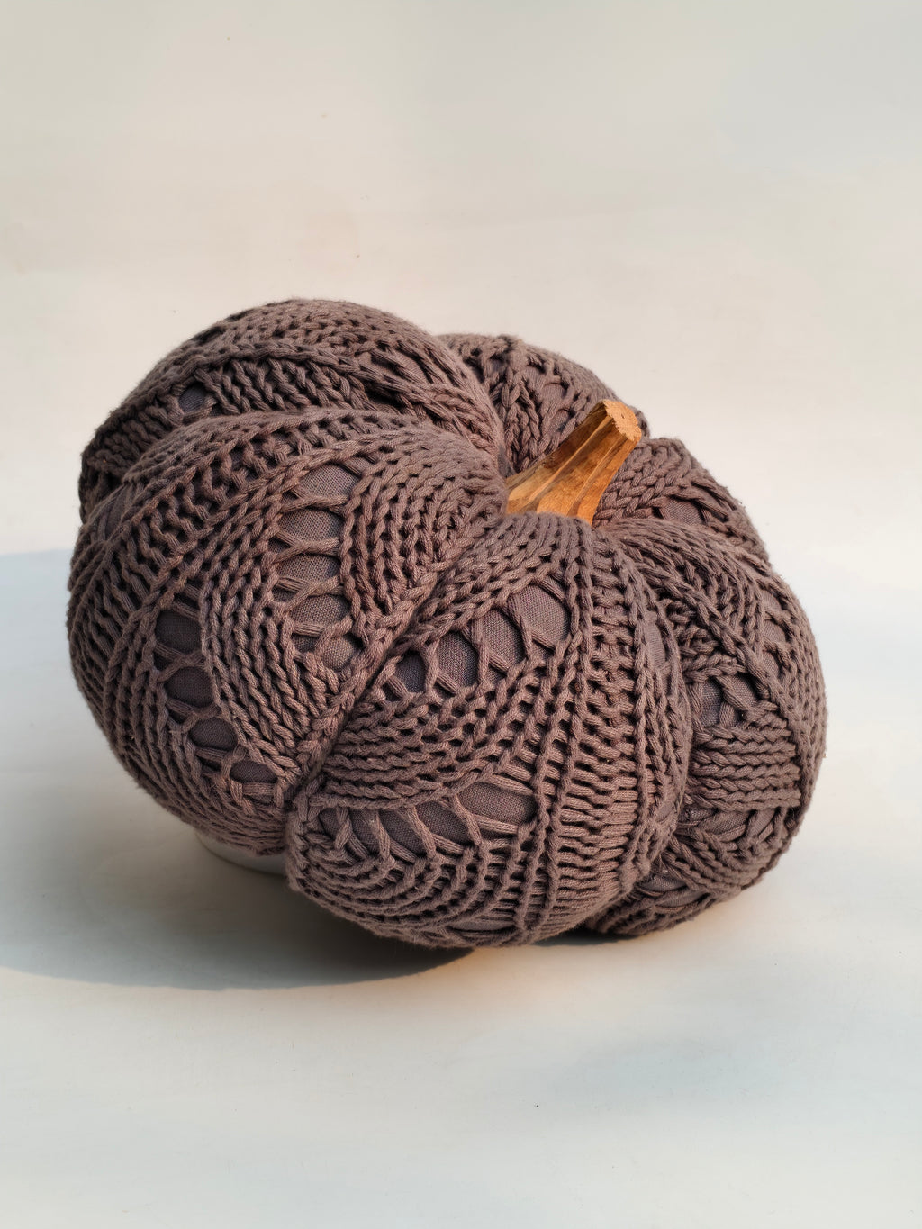 Knitted Fabric Pumpkin Décor – Taupe