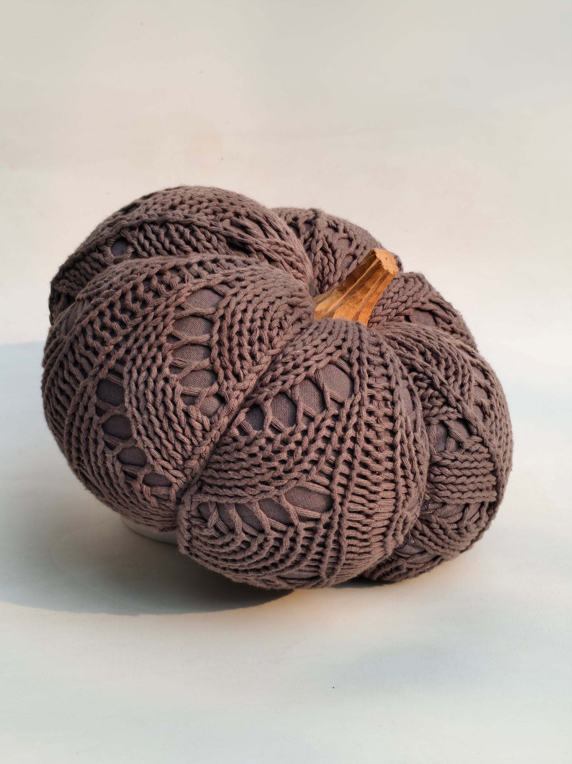 Knitted Fabric Pumpkin Décor – Taupe