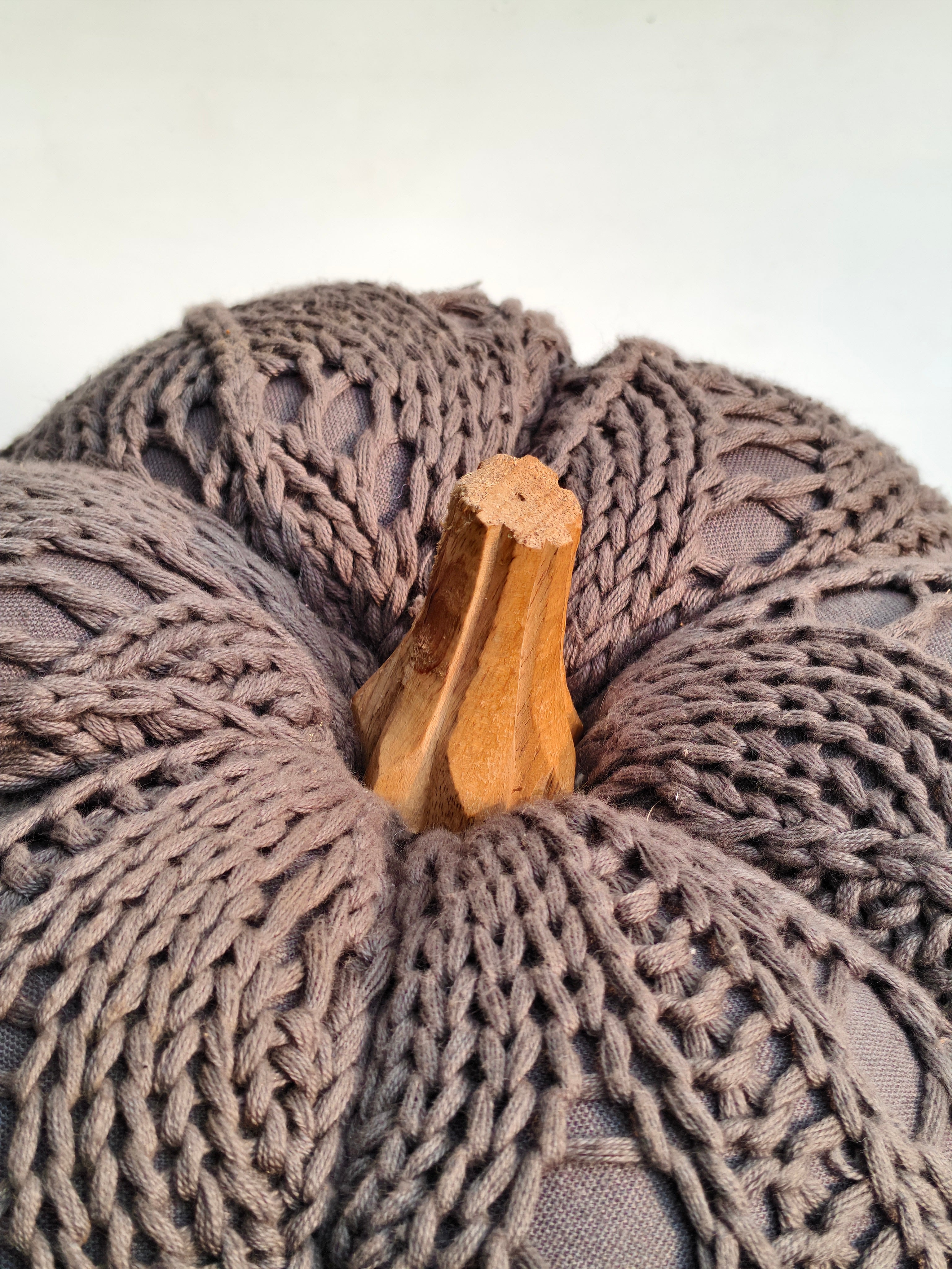 Knitted Fabric Pumpkin Décor – Taupe