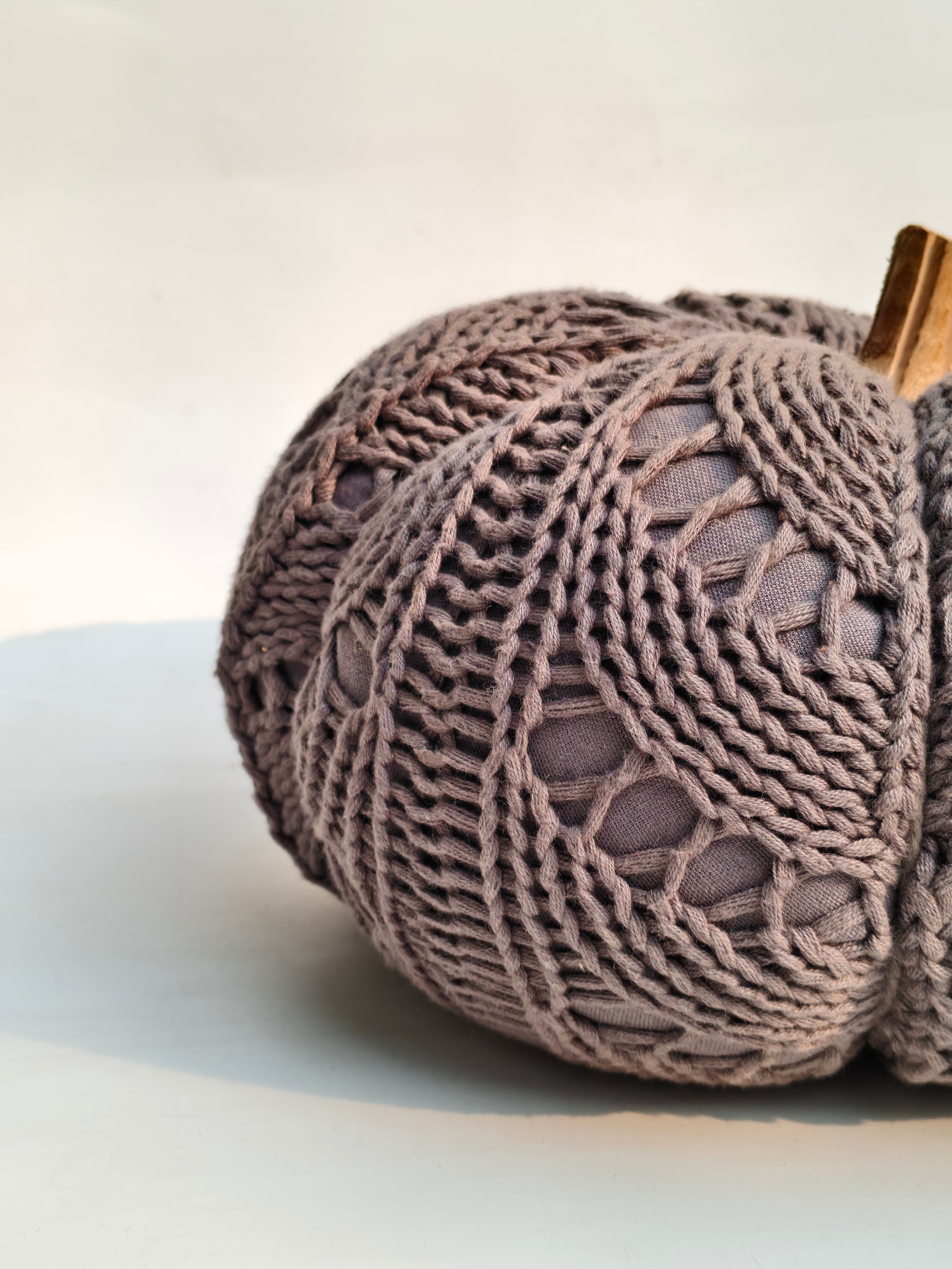 Knitted Fabric Pumpkin Décor – Taupe