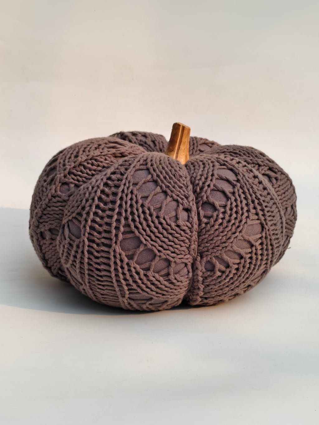 Knitted Fabric Pumpkin Décor – Taupe
