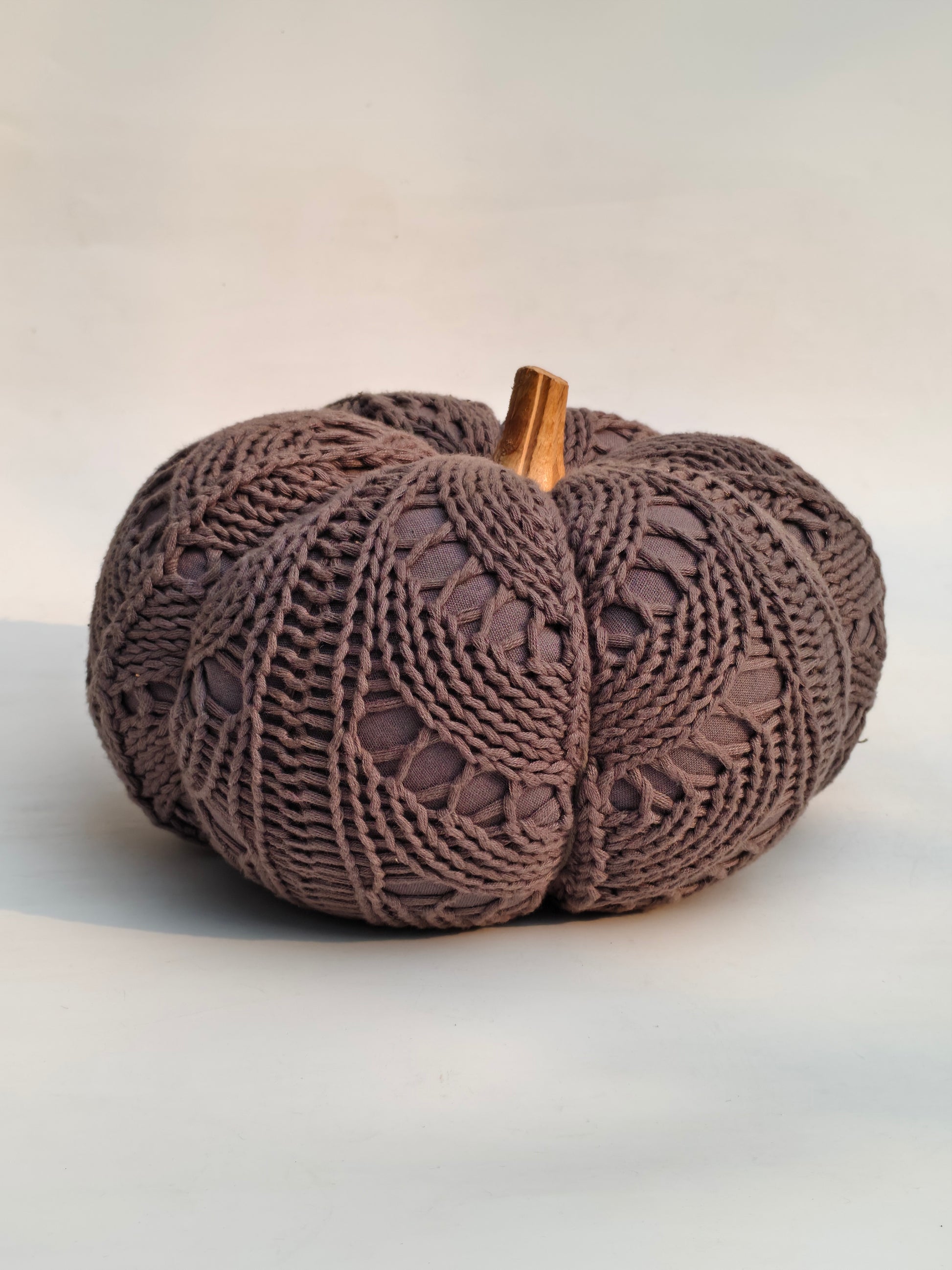 Knitted Fabric Pumpkin Décor – Taupe