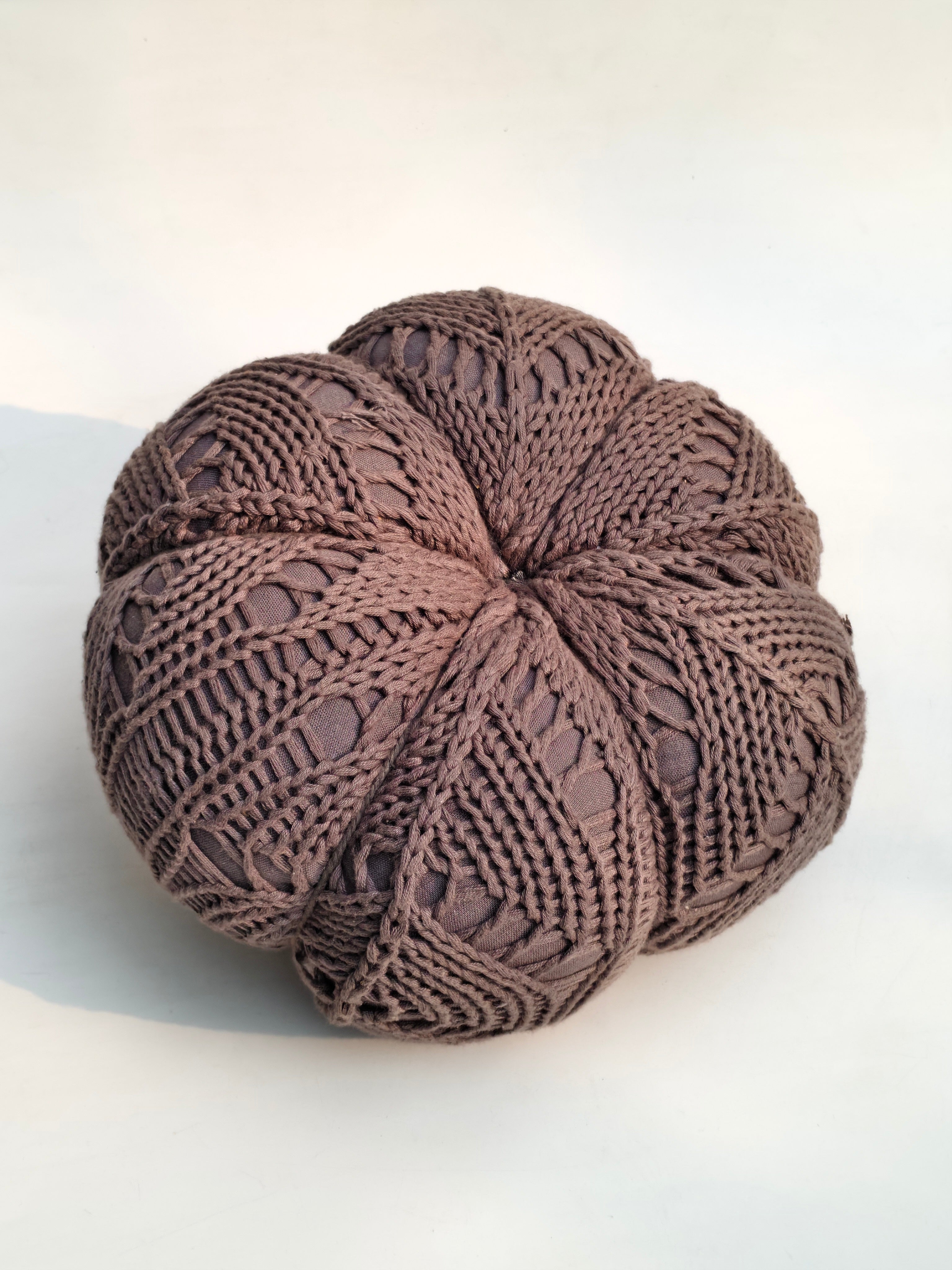 Knitted Fabric Pumpkin Décor – Taupe