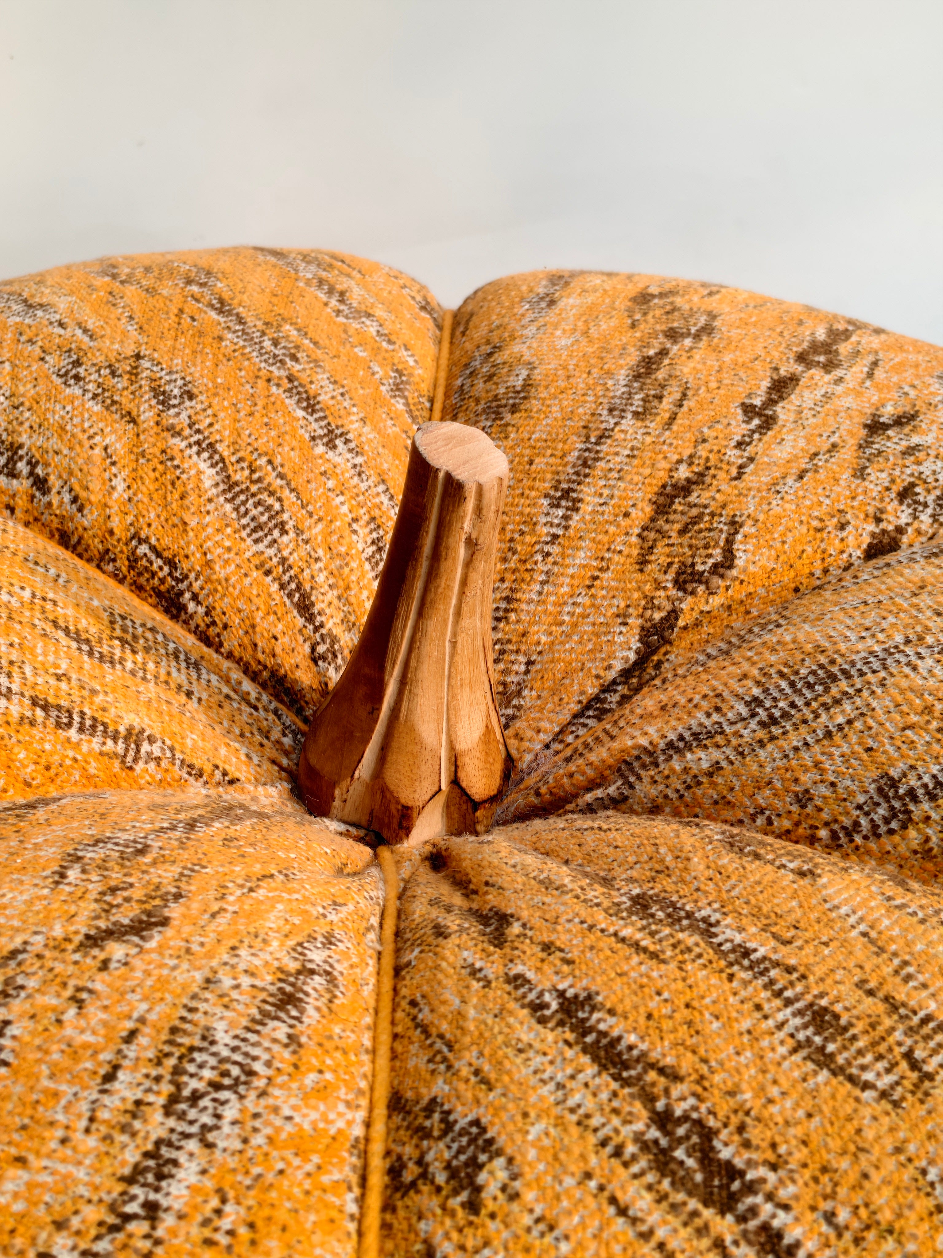 Extra-Large Handcrafted Pumpkin, Orange & Brown Speckled Fabric with Wooden Stem