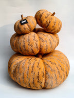 Extra-Large Speckled Fabric Pumpkin with Wooden Stem