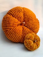 Extra-Large Plush Orange Pumpkin with Wooden Stem