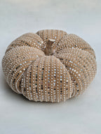 Elegant Handcrafted Velvet Pumpkin with Champagne Sequin Accents
