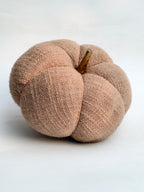 Handcrafted Linen-Look Fabric Pumpkin with Gold Stem