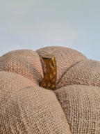 Handcrafted Linen-Look Fabric Pumpkin with Gold Stem