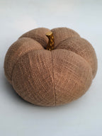 Handcrafted Linen-Look Fabric Pumpkin with Gold Stem
