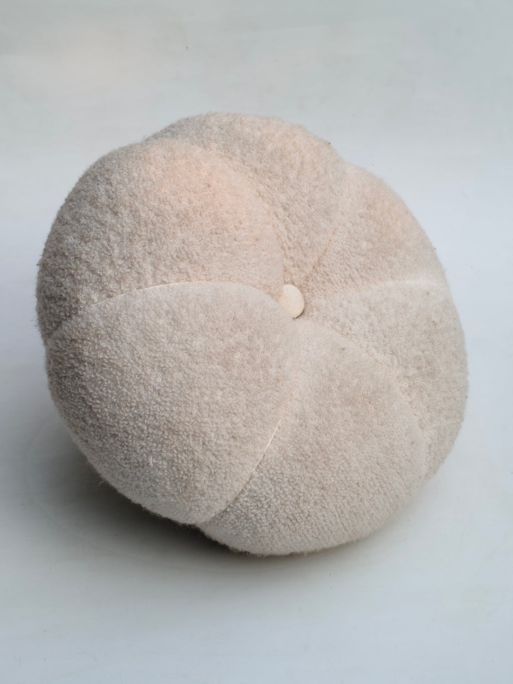 Handmade Off-White Teddy Pumpkin with Wooden Stem