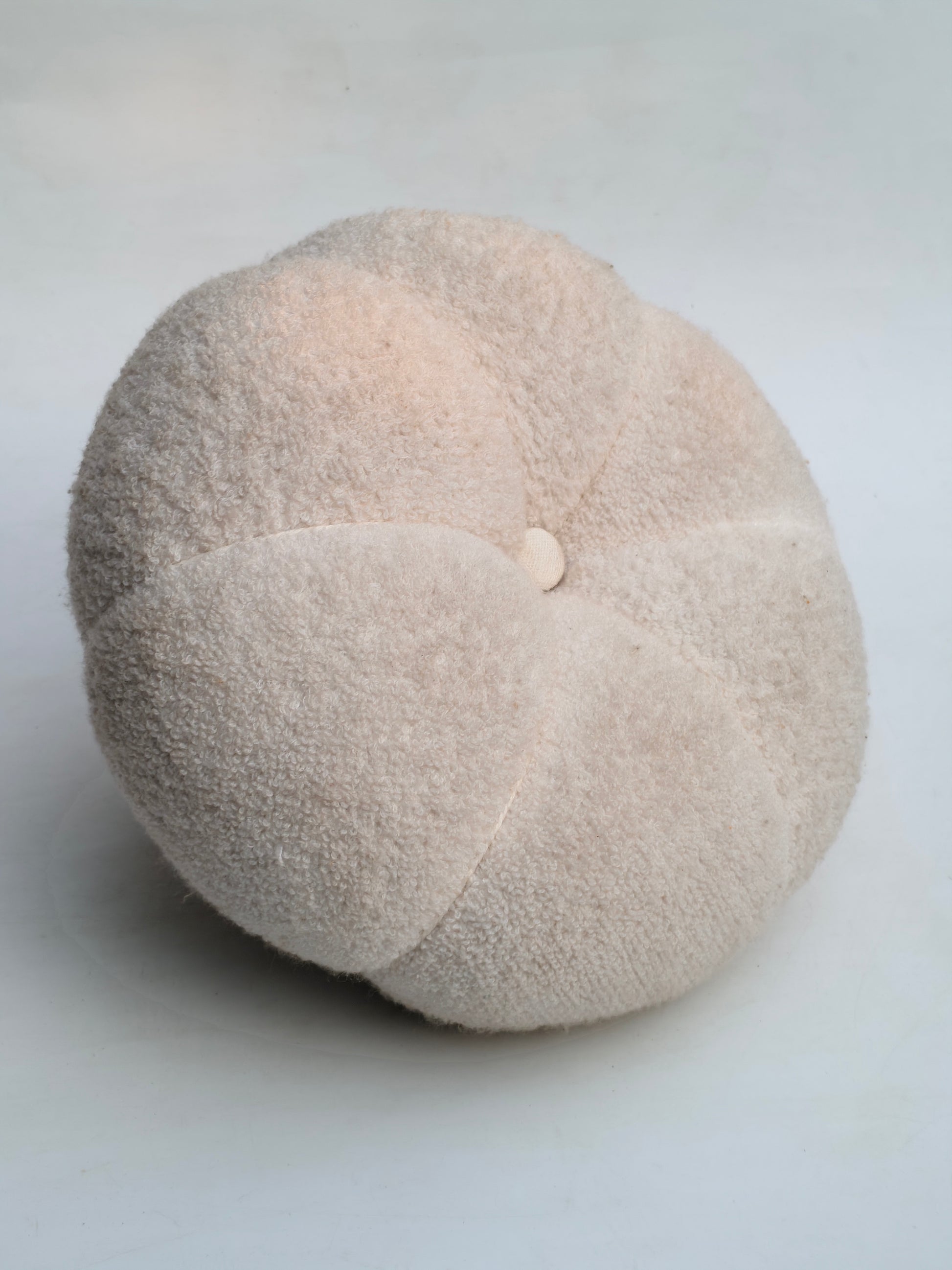 Handmade Off-White Teddy Pumpkin with Wooden Stem