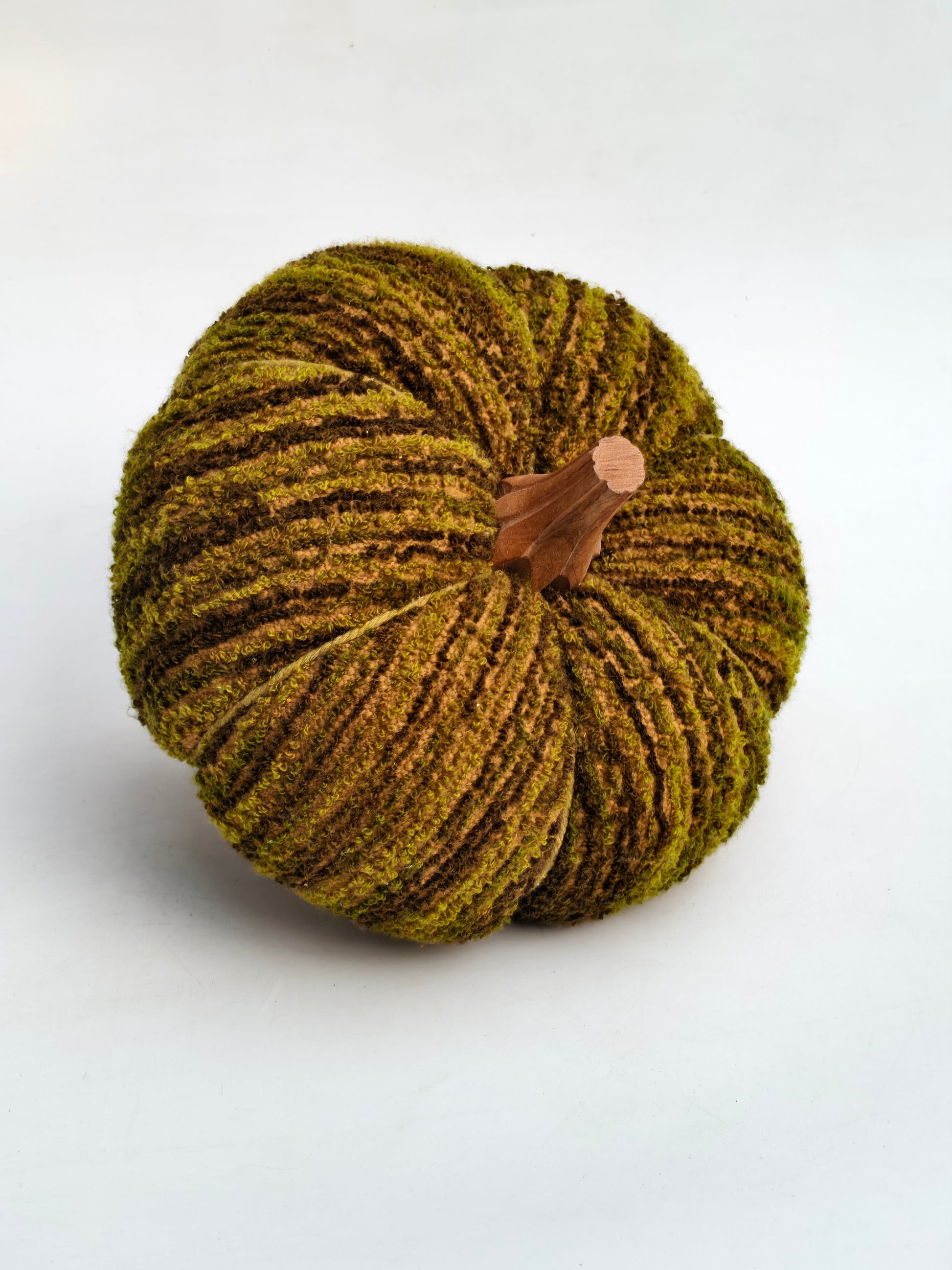 Handcrafted Nature-Inspired Moss & Wood Pumpkin Cushion