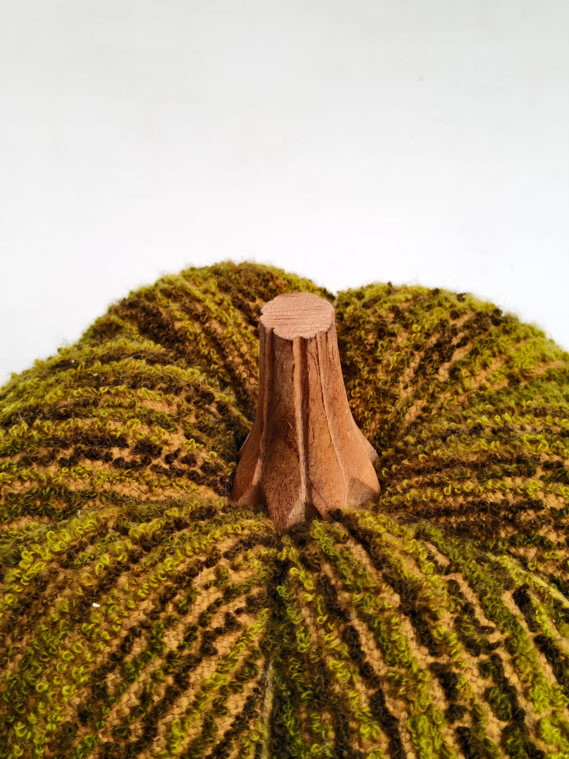 Handcrafted Nature-Inspired Moss & Wood Pumpkin Cushion