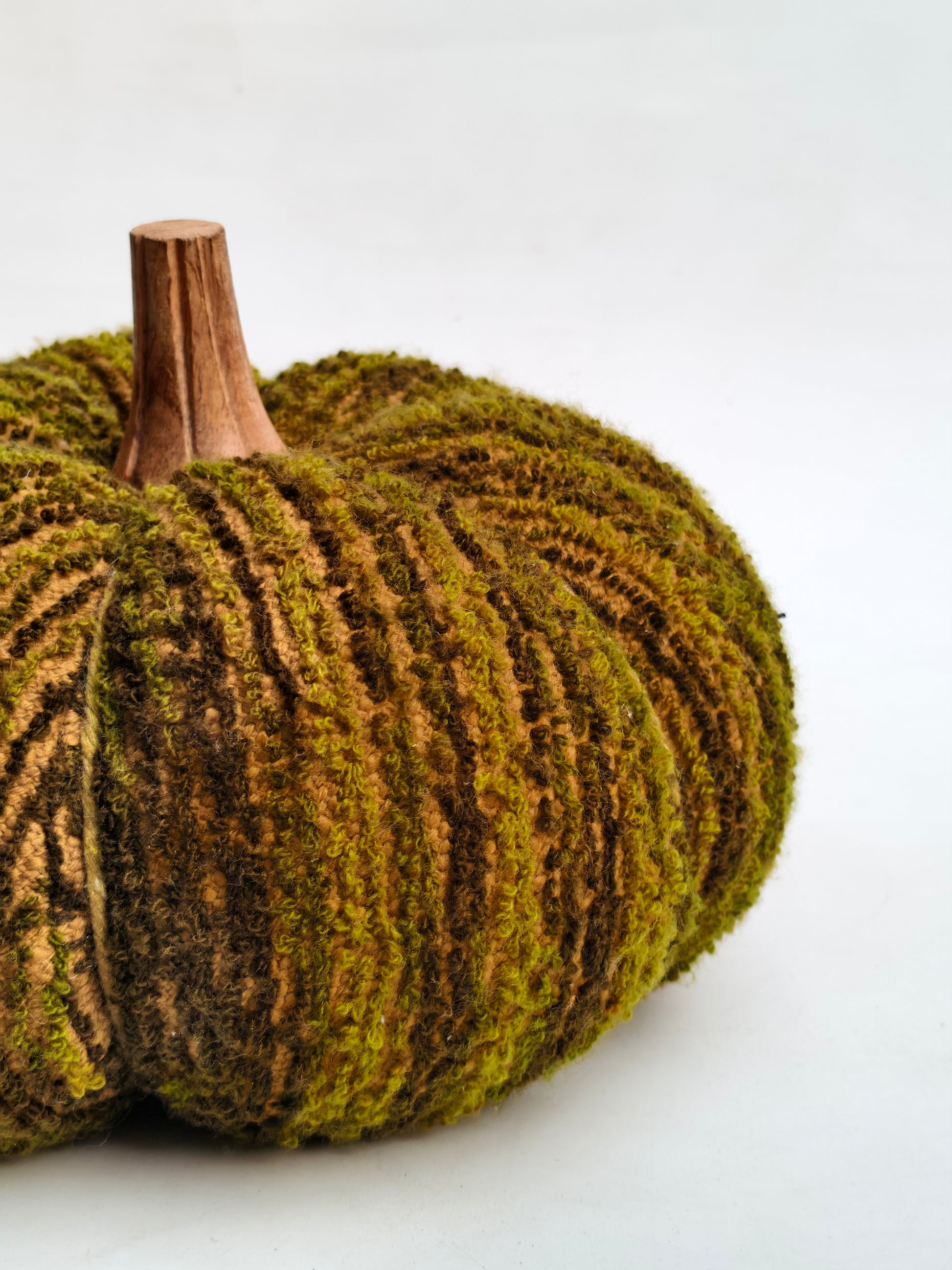 Handcrafted Nature-Inspired Moss & Wood Pumpkin Cushion