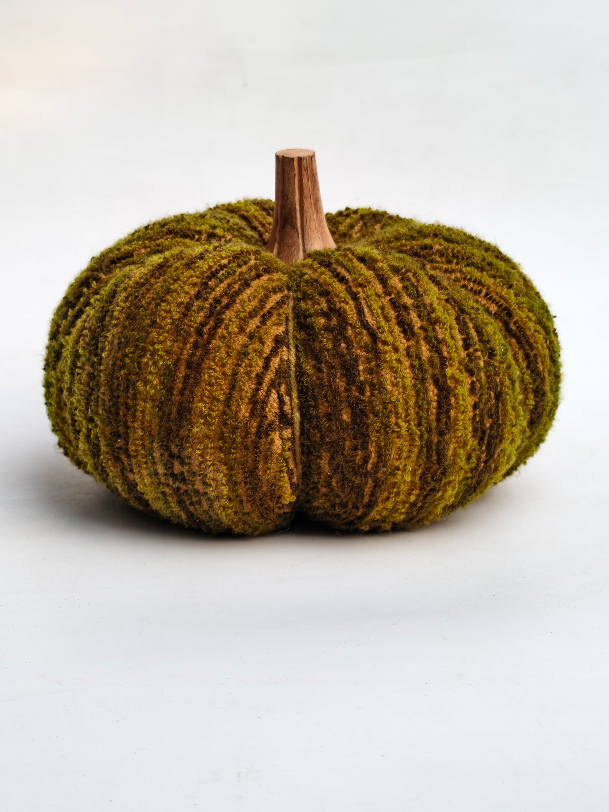 Handcrafted Nature-Inspired Moss & Wood Pumpkin Cushion