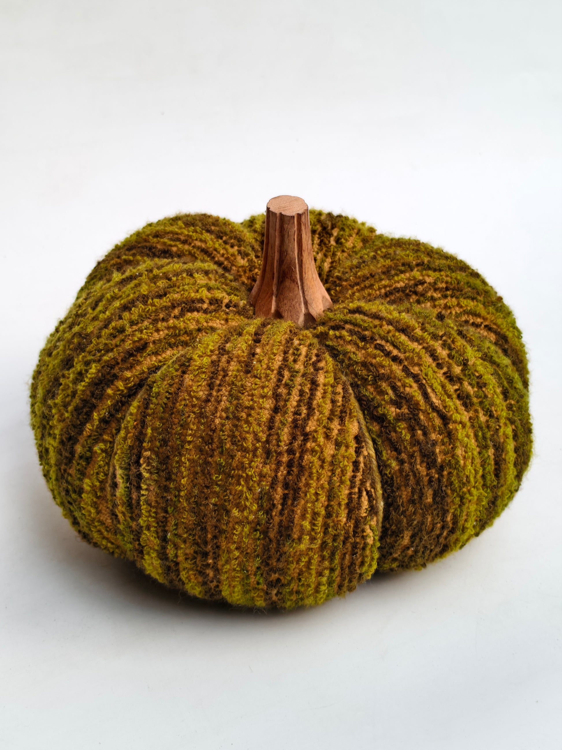 Handcrafted Nature-Inspired Moss & Wood Pumpkin Cushion