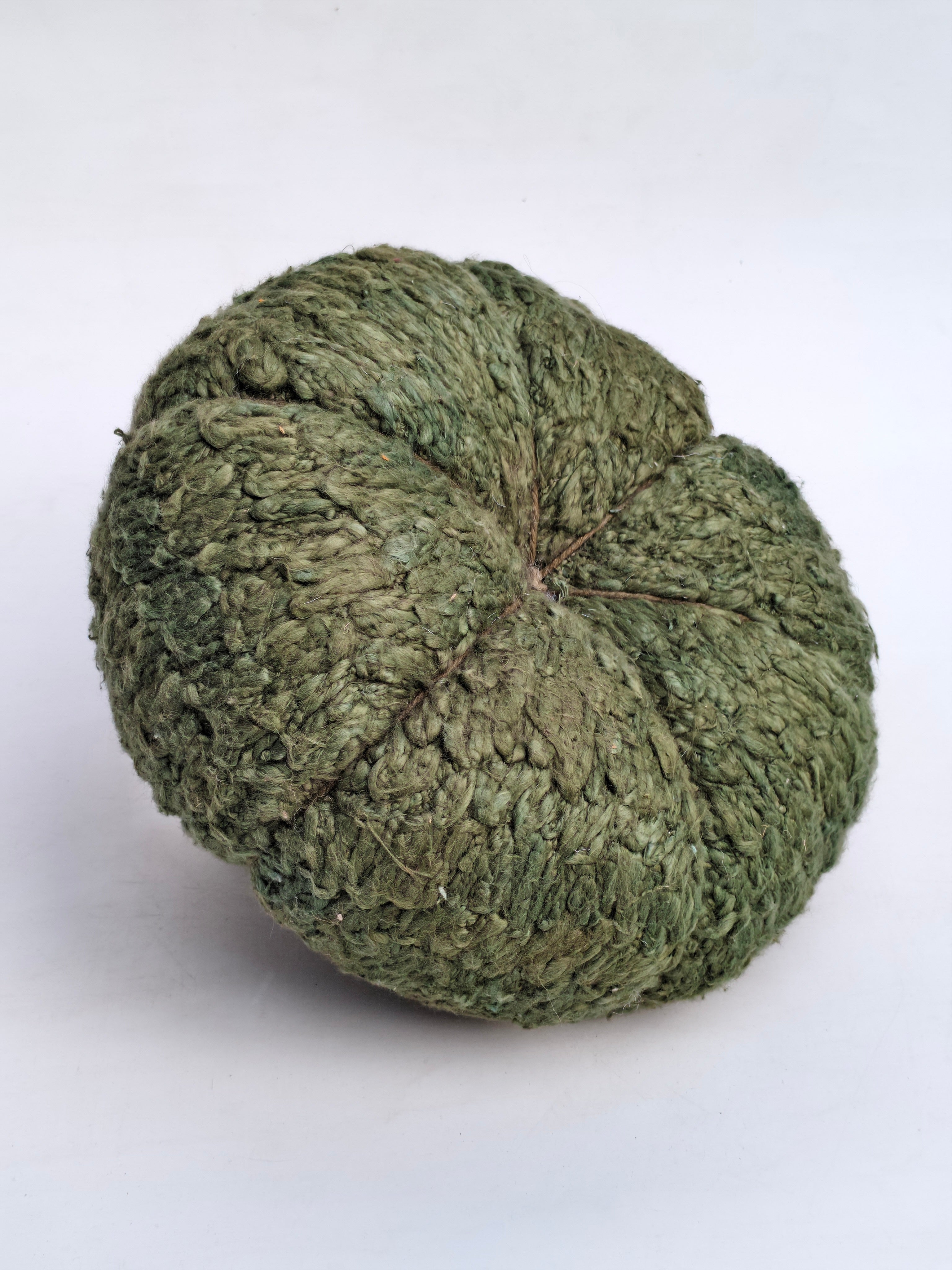 Handmade Green Textured Pumpkin with Wooden Stem