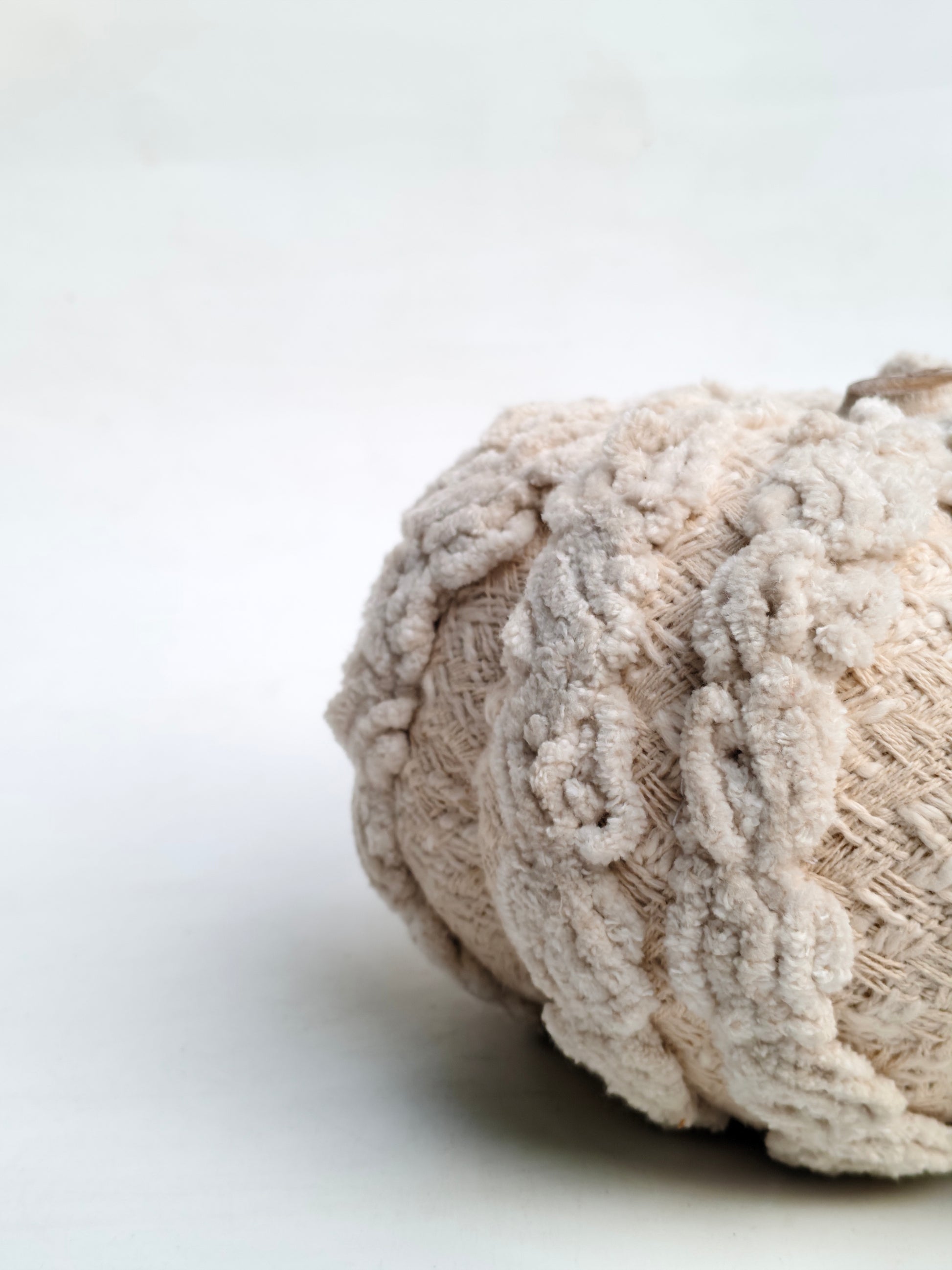 Handcrafted Tufted Chenille Pumpkin with Natural Stem