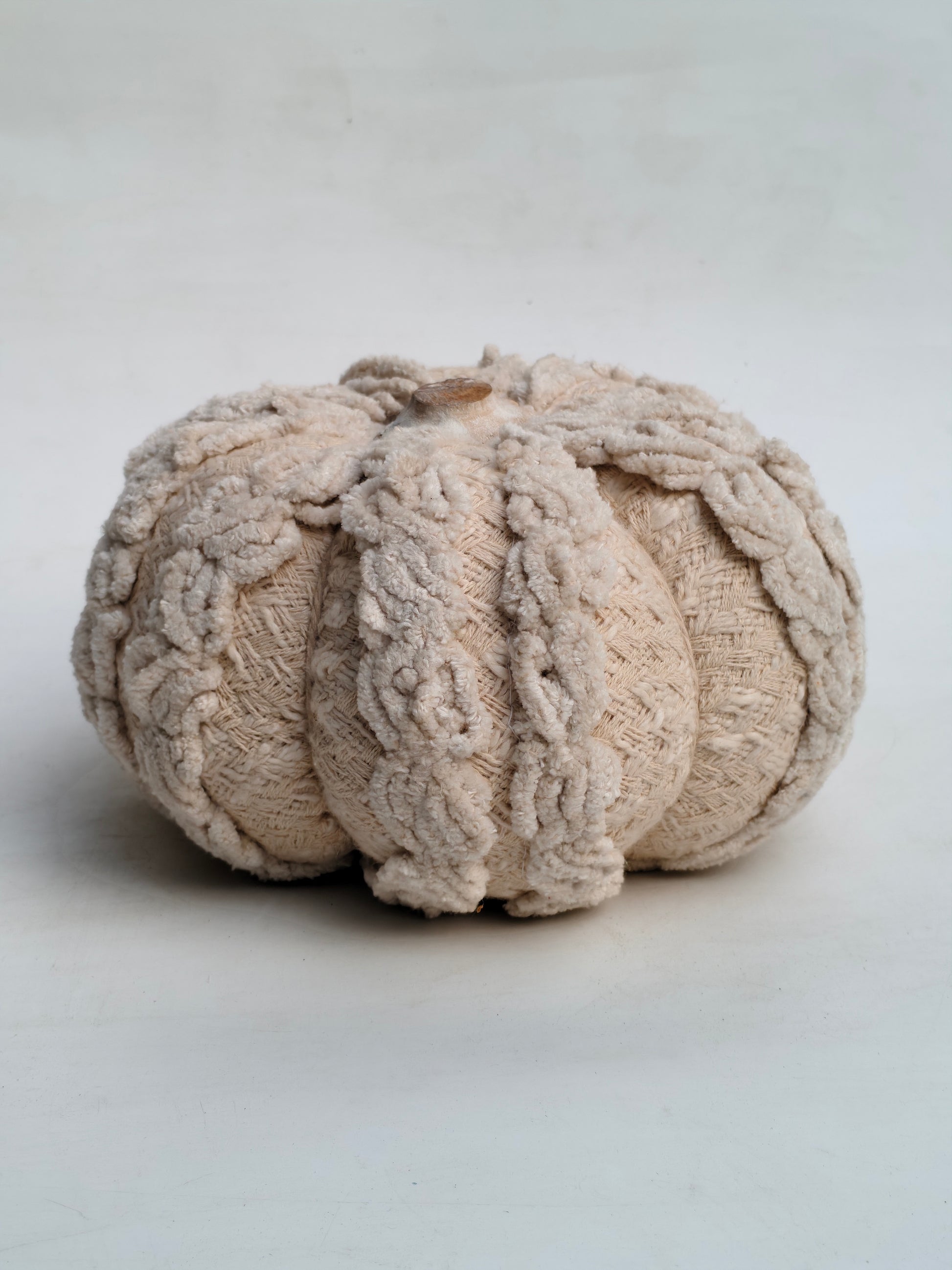 Handcrafted Tufted Chenille Pumpkin with Natural Stem