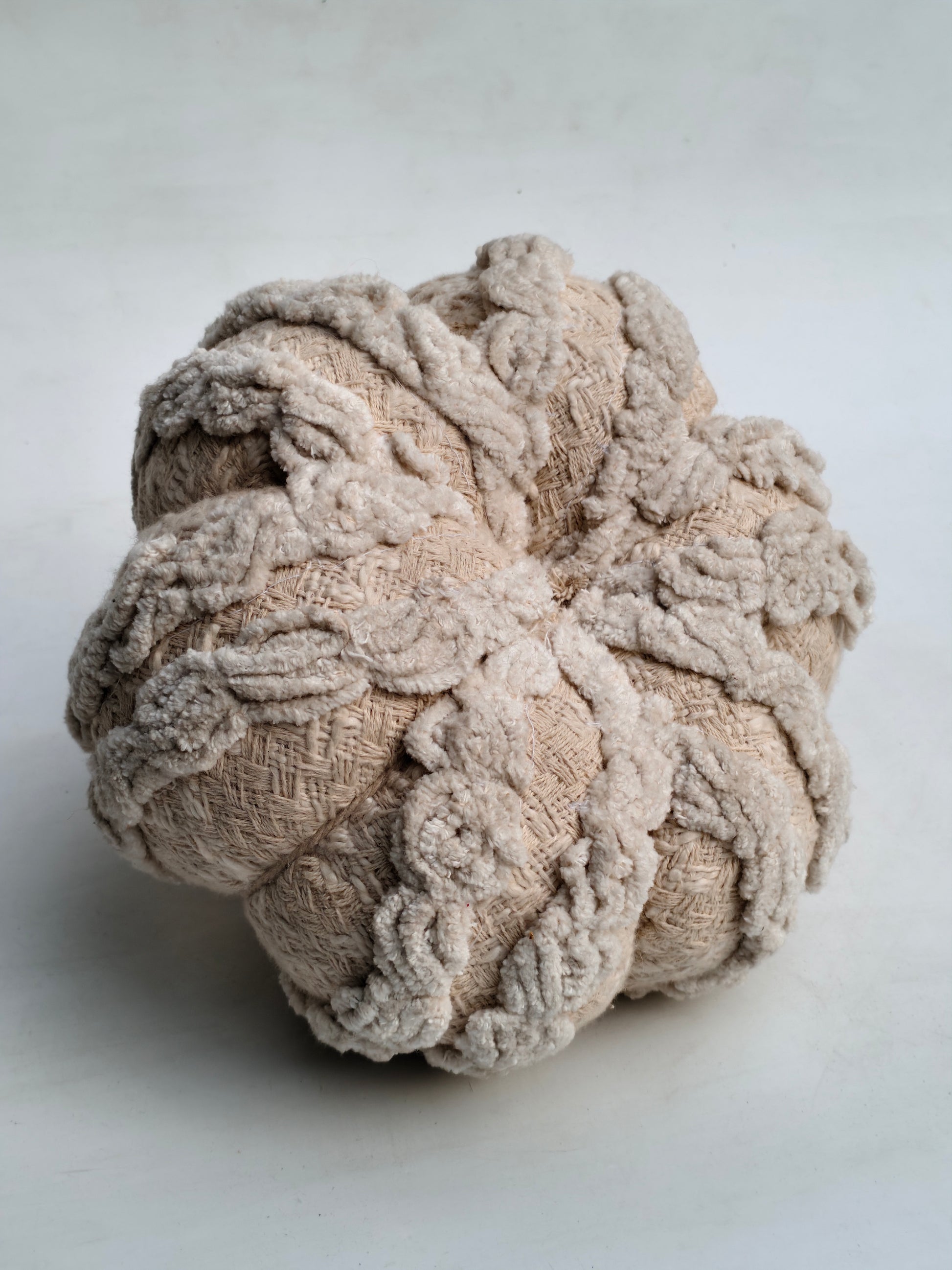 Handcrafted Tufted Chenille Pumpkin with Natural Stem
