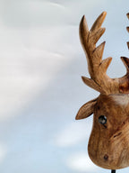 Wooden Deer Head Decor on Stand