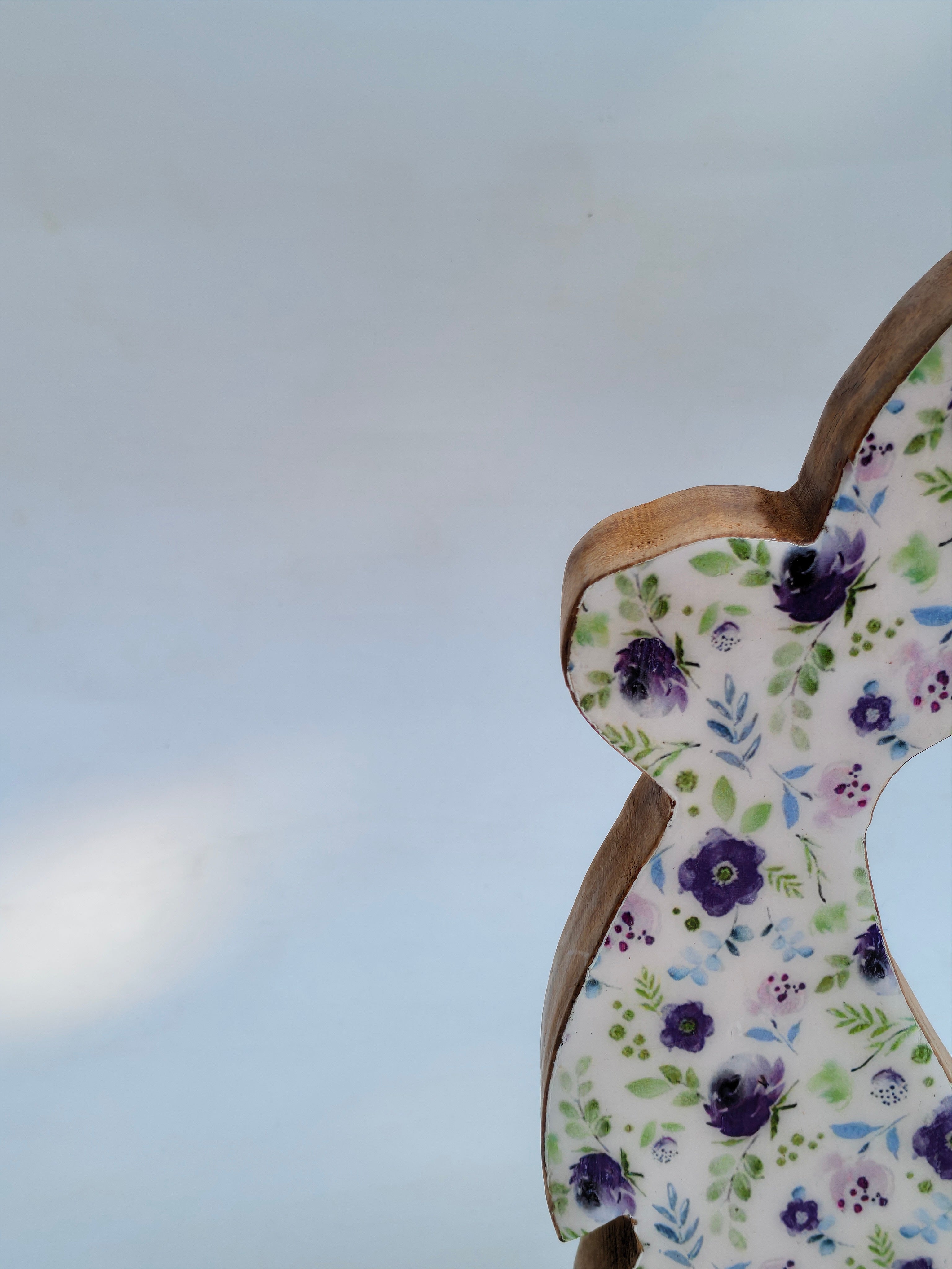 Handcrafted Wooden Bunny Decor with Floral Design