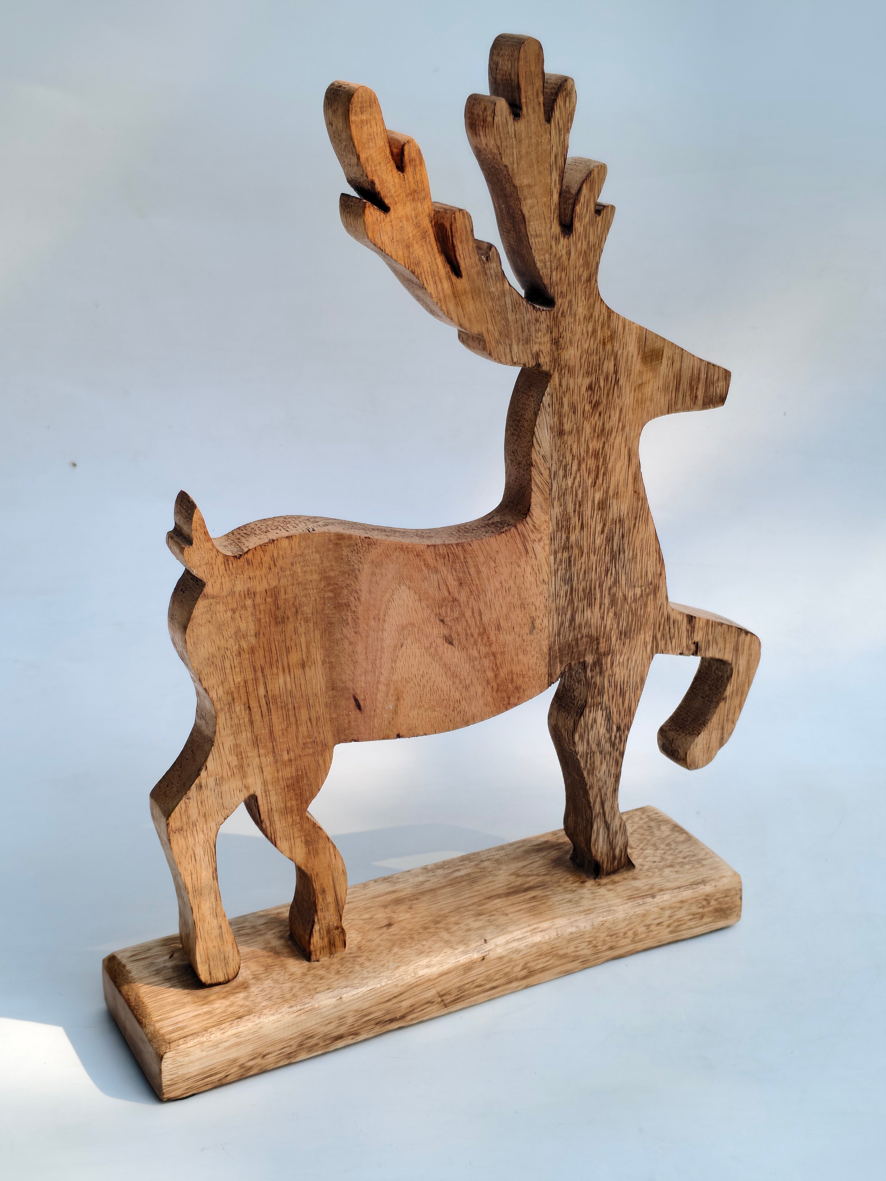 Handcrafted Wooden Reindeer with Raised Leg