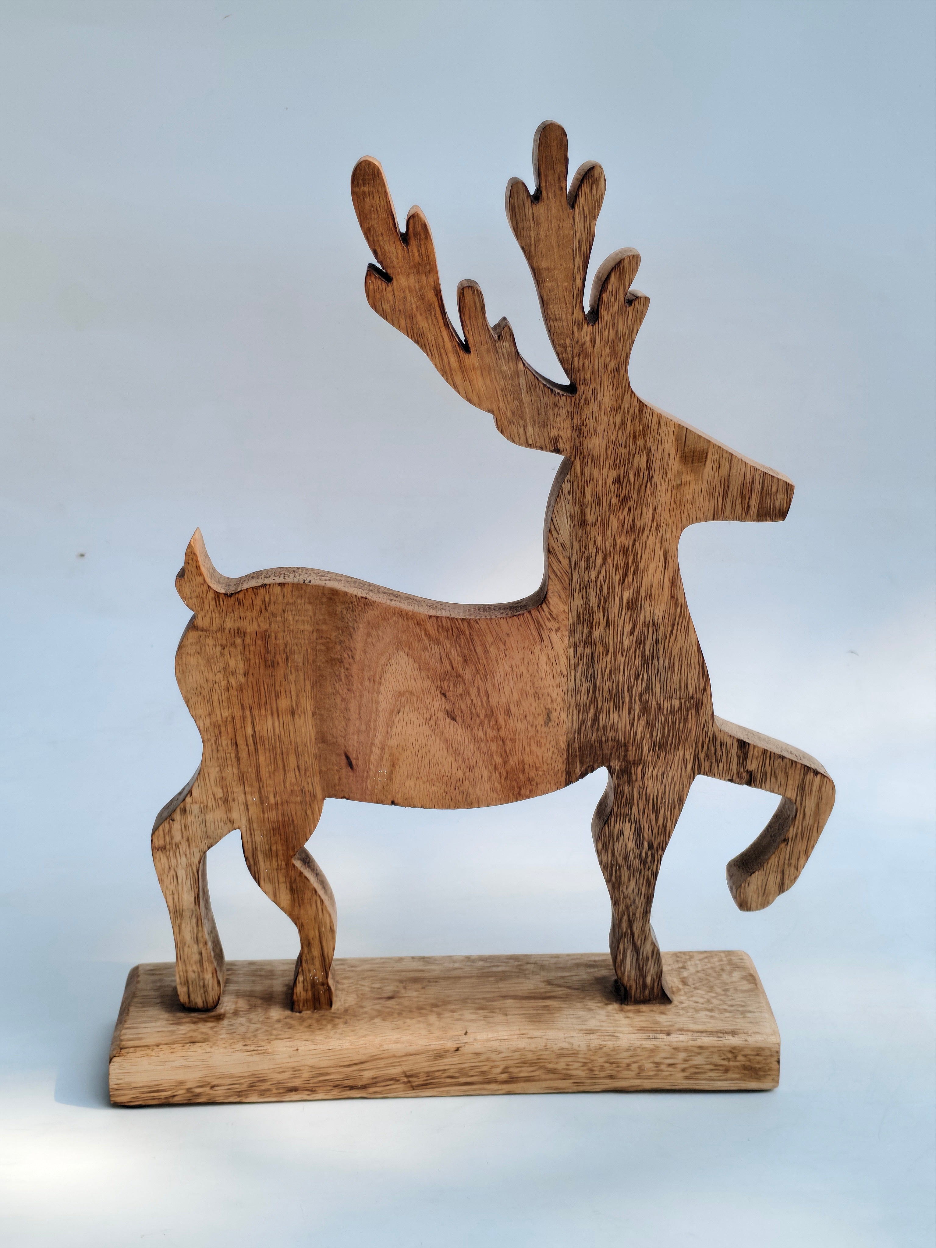 Handcrafted Wooden Reindeer with Raised Leg