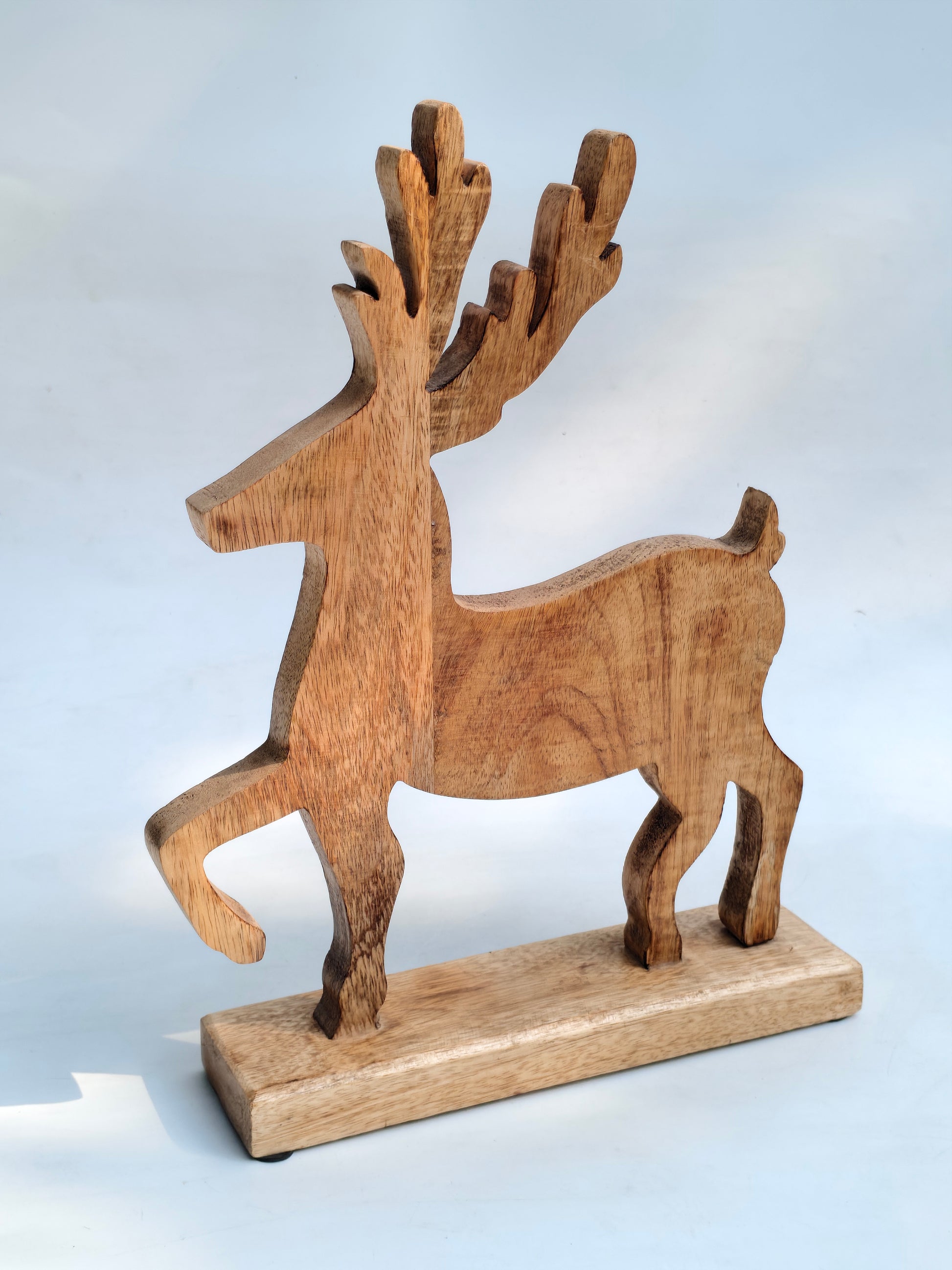 Handcrafted Wooden Reindeer with Raised Leg