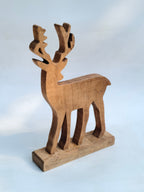 Wooden Reindeer Figurine