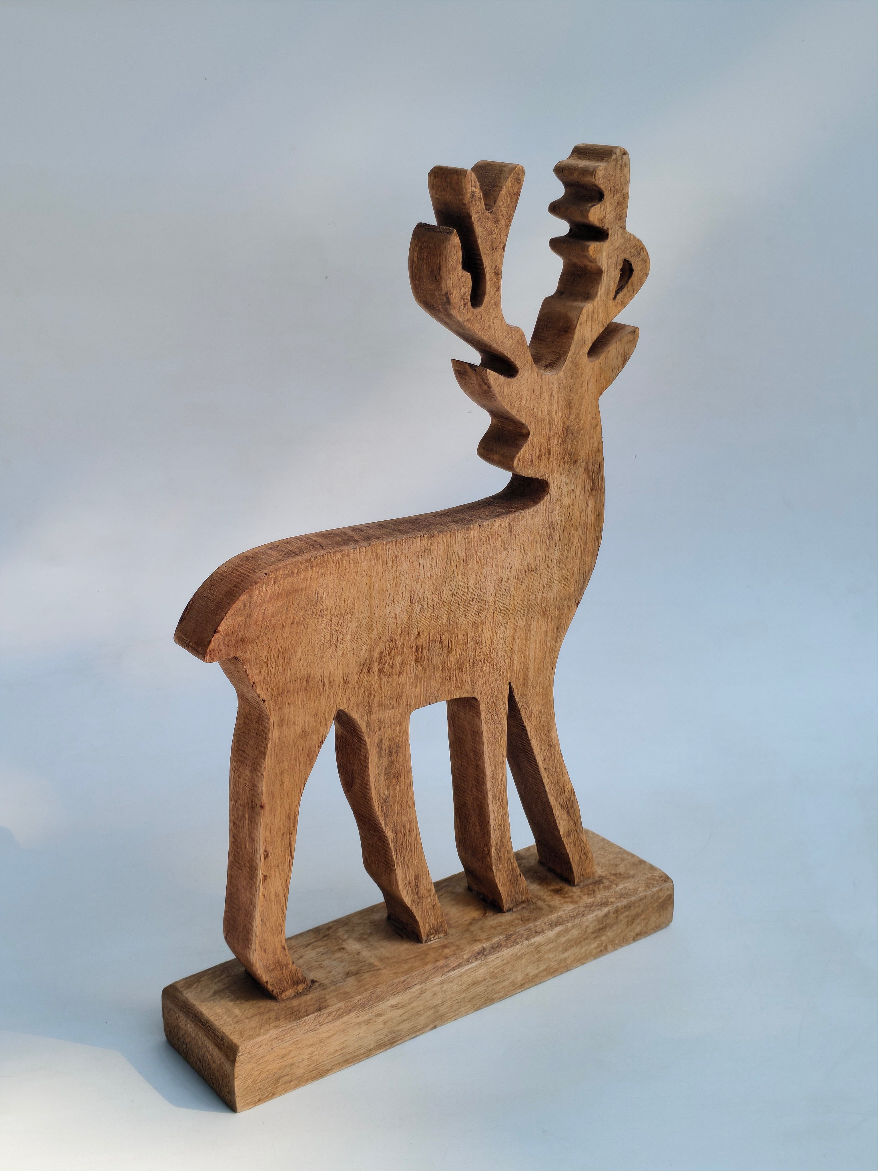 Handcrafted Wooden Reindeer Figurine