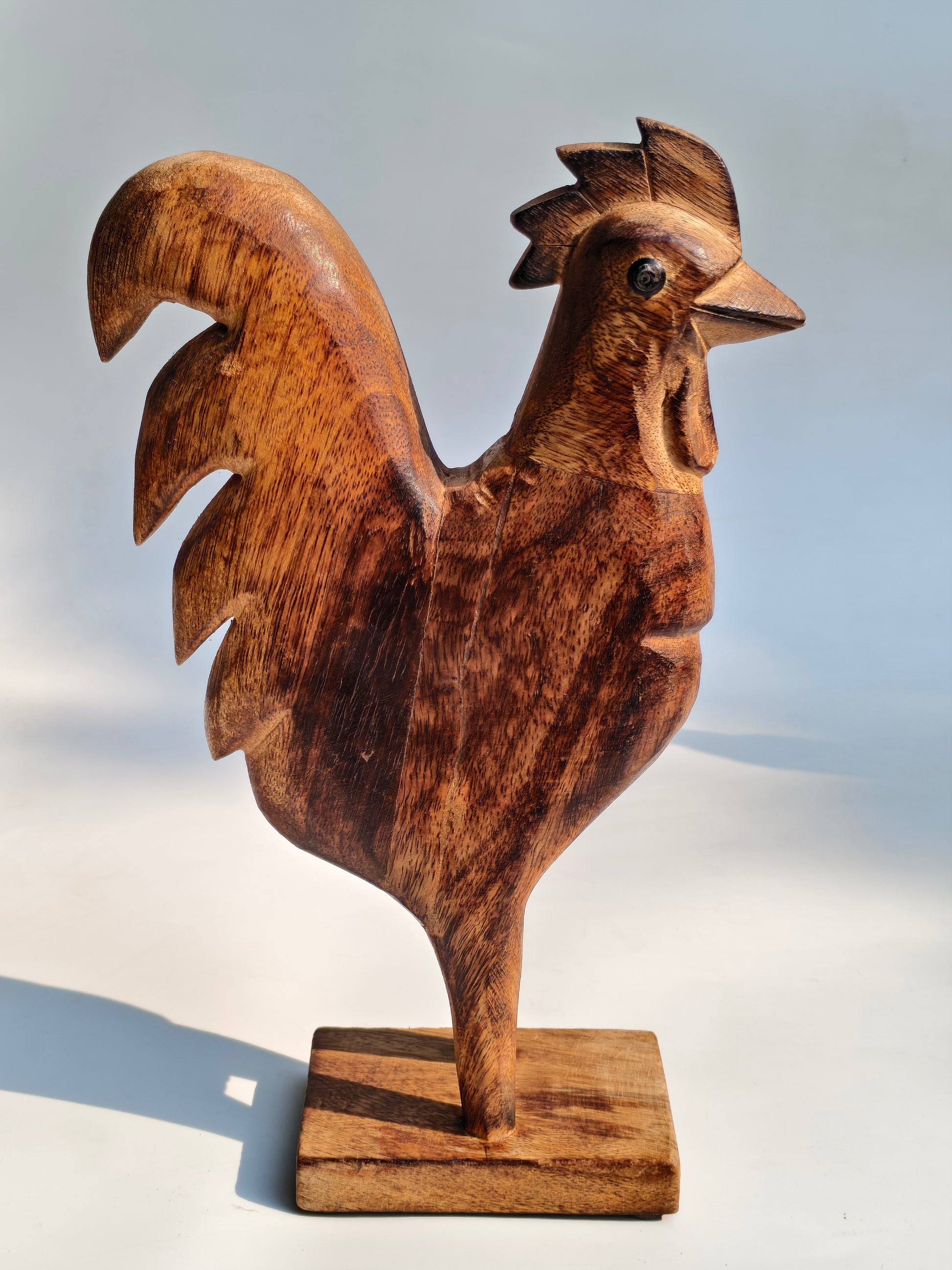 Handcrafted Wooden Rooster Figurines – Set of 2