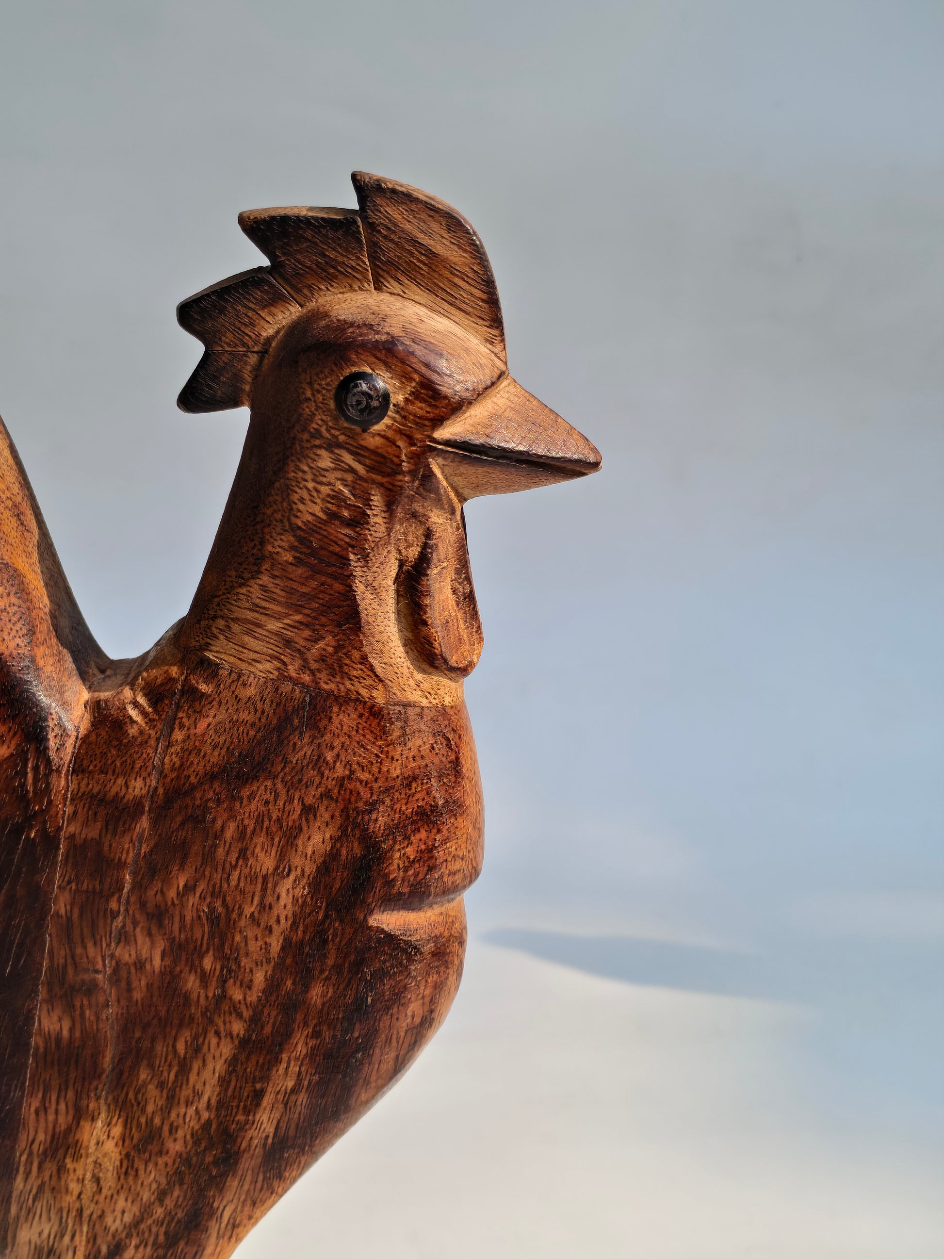Handcrafted Wooden Rooster Figurines – Set of 2
