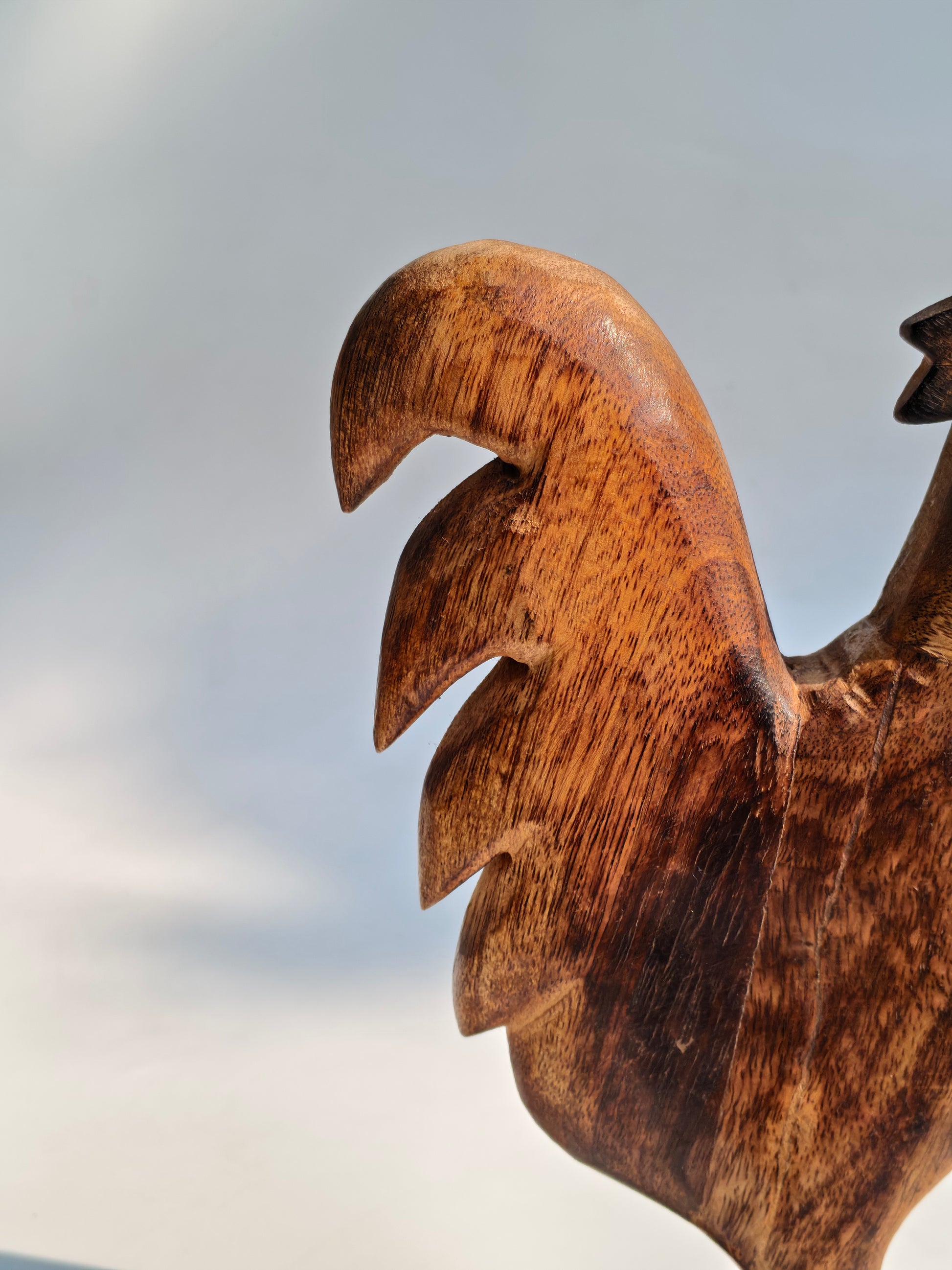 Handcrafted Wooden Rooster Figurines – Set of 2