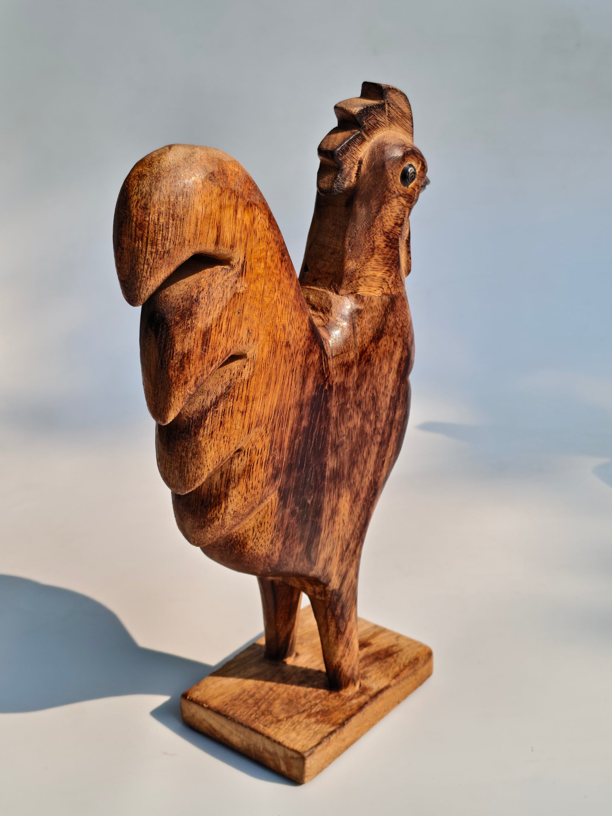 Handcrafted Wooden Rooster Figurines – Set of 2