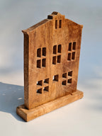 Solid Wood House Silhouette Decor