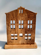 Solid Wood House Silhouette Decor
