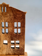 Solid Wood House Silhouette Decor
