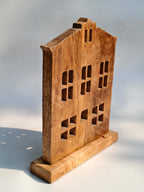 Solid Wood House Silhouette Decor